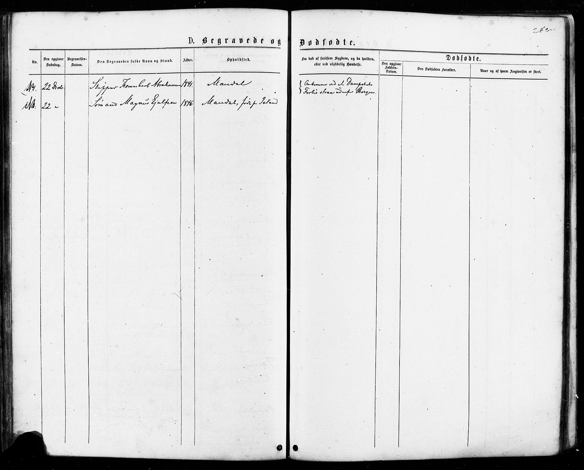 Mandal sokneprestkontor, AV/SAK-1111-0030/F/Fa/Faa/L0015: Parish register (official) no. A 15, 1873-1879, p. 282