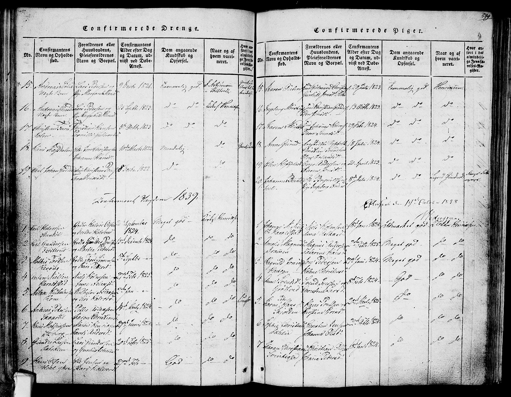 Askim prestekontor Kirkebøker, SAO/A-10900/F/Fa/L0004: Parish register (official) no. 4, 1817-1846, p. 548-549