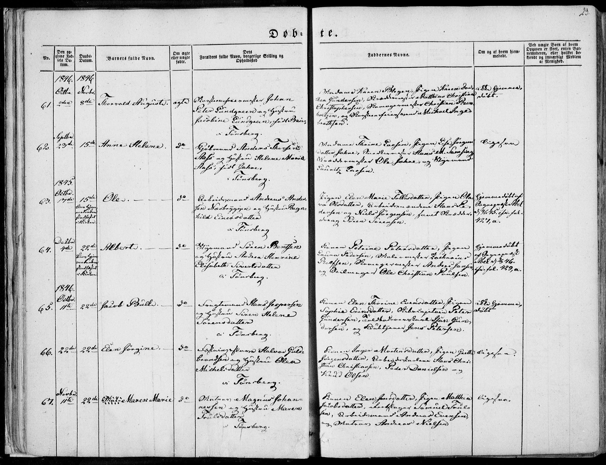 Tønsberg kirkebøker, SAKO/A-330/F/Fa/L0007: Parish register (official) no. I 7, 1845-1854, p. 23