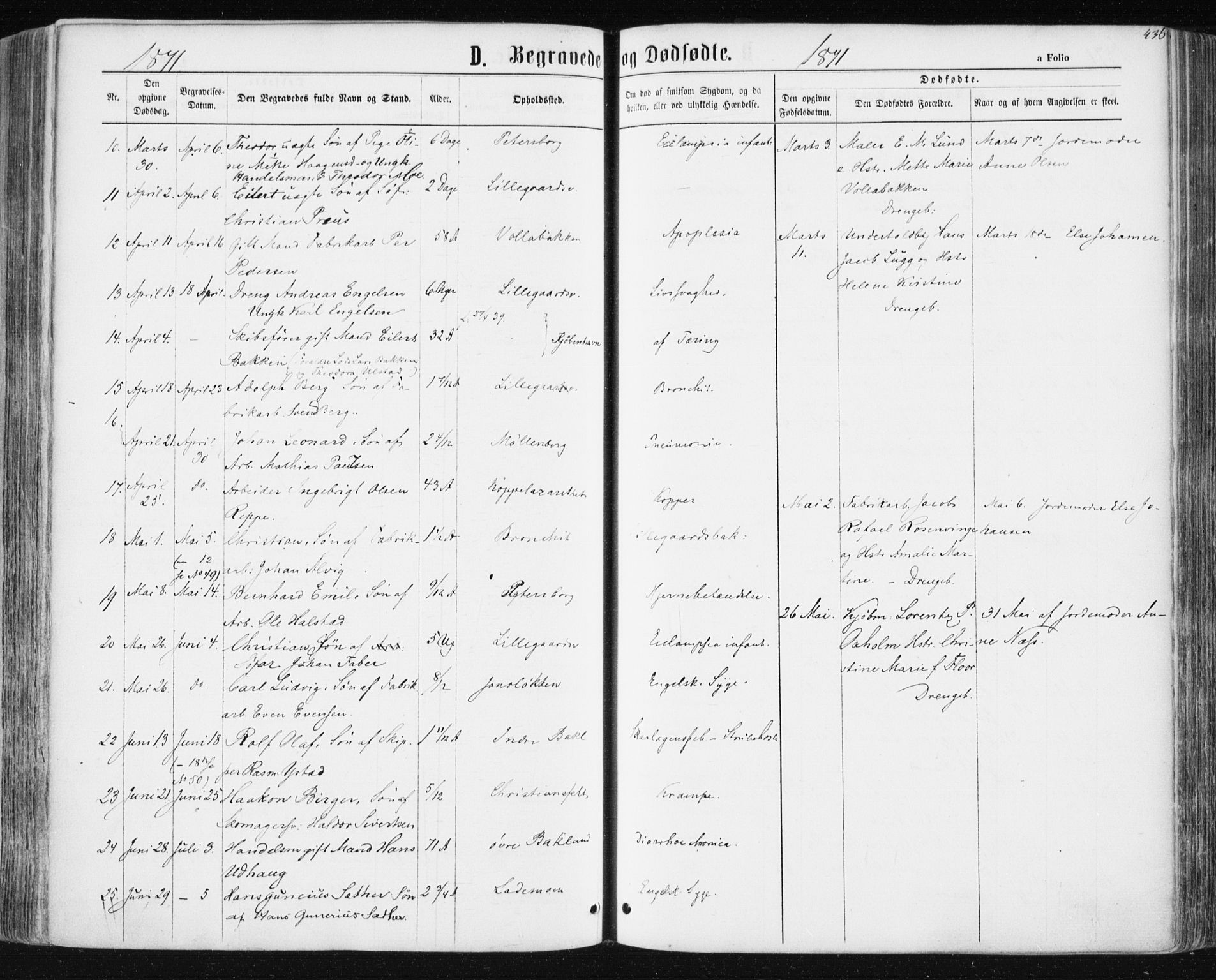 Ministerialprotokoller, klokkerbøker og fødselsregistre - Sør-Trøndelag, SAT/A-1456/604/L0186: Parish register (official) no. 604A07, 1866-1877, p. 436