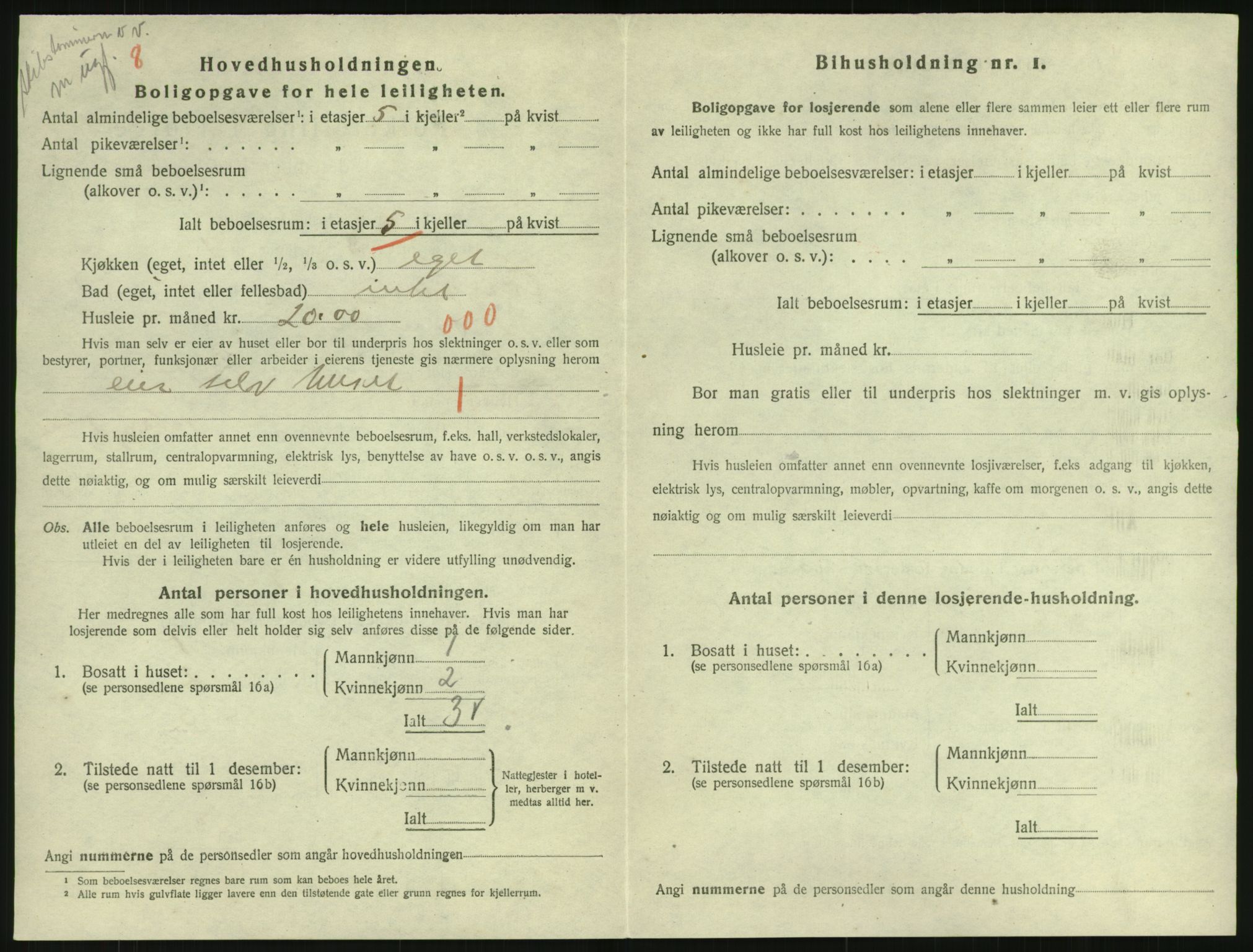 SAK, 1920 census for Lillesand, 1920, p. 498