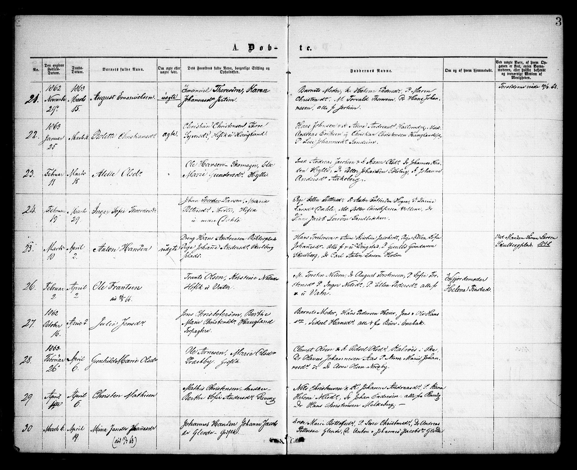 Spydeberg prestekontor Kirkebøker, SAO/A-10924/F/Fa/L0006: Parish register (official) no. I 6, 1863-1874, p. 3