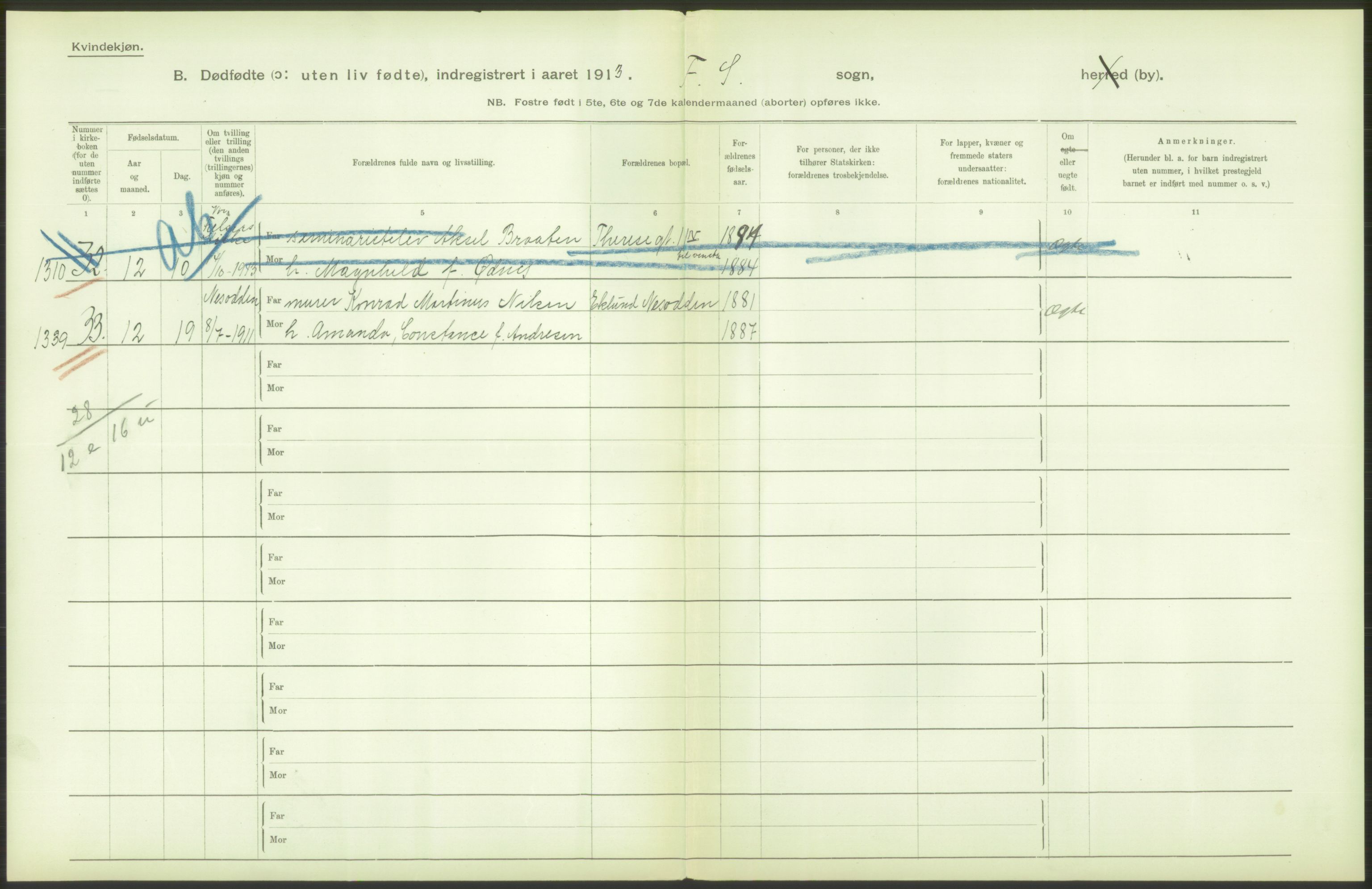 Statistisk sentralbyrå, Sosiodemografiske emner, Befolkning, AV/RA-S-2228/D/Df/Dfb/Dfbc/L0010: Kristiania: Døde, dødfødte., 1913, p. 36