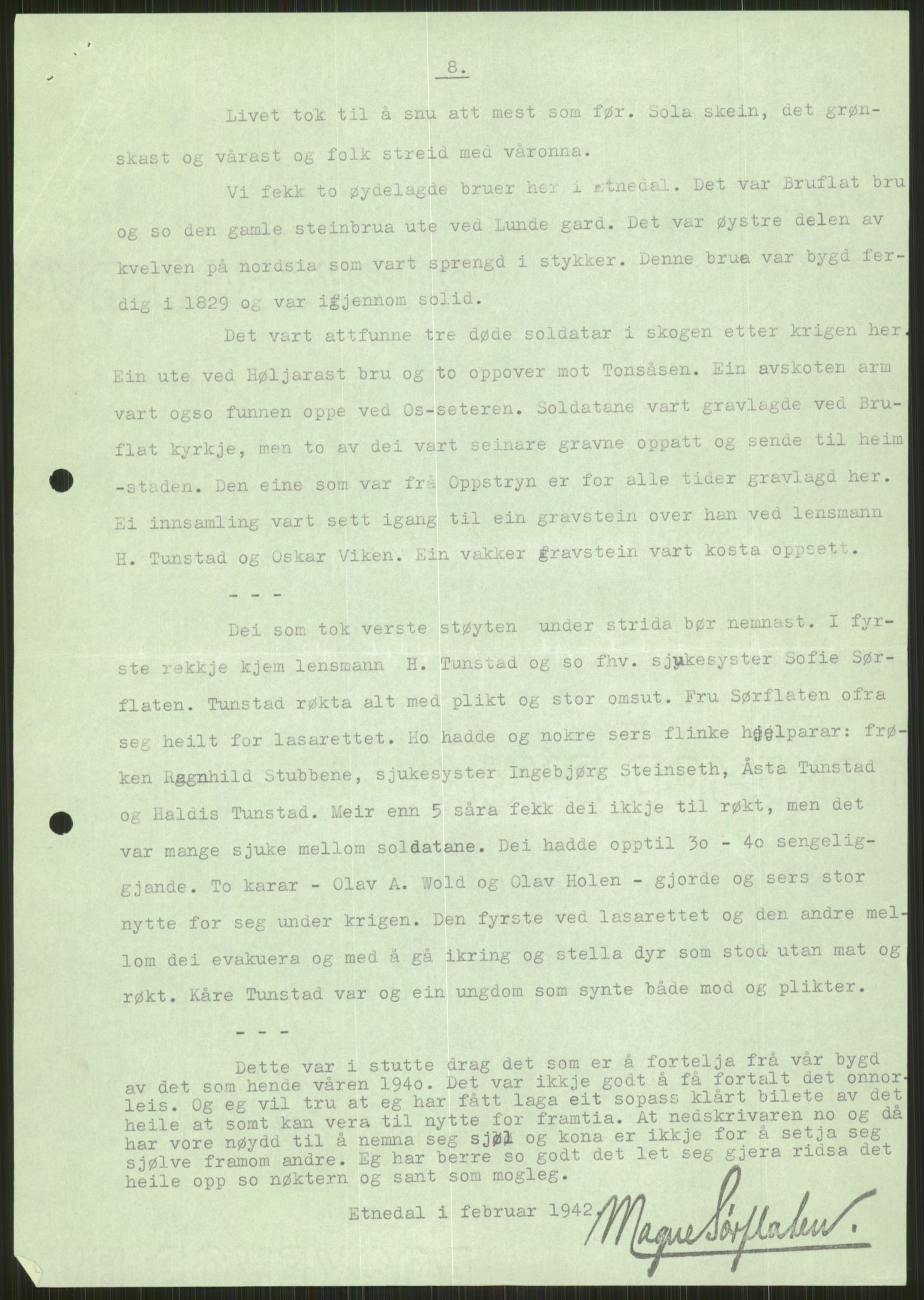 Forsvaret, Forsvarets krigshistoriske avdeling, AV/RA-RAFA-2017/Y/Ya/L0014: II-C-11-31 - Fylkesmenn.  Rapporter om krigsbegivenhetene 1940., 1940, p. 156