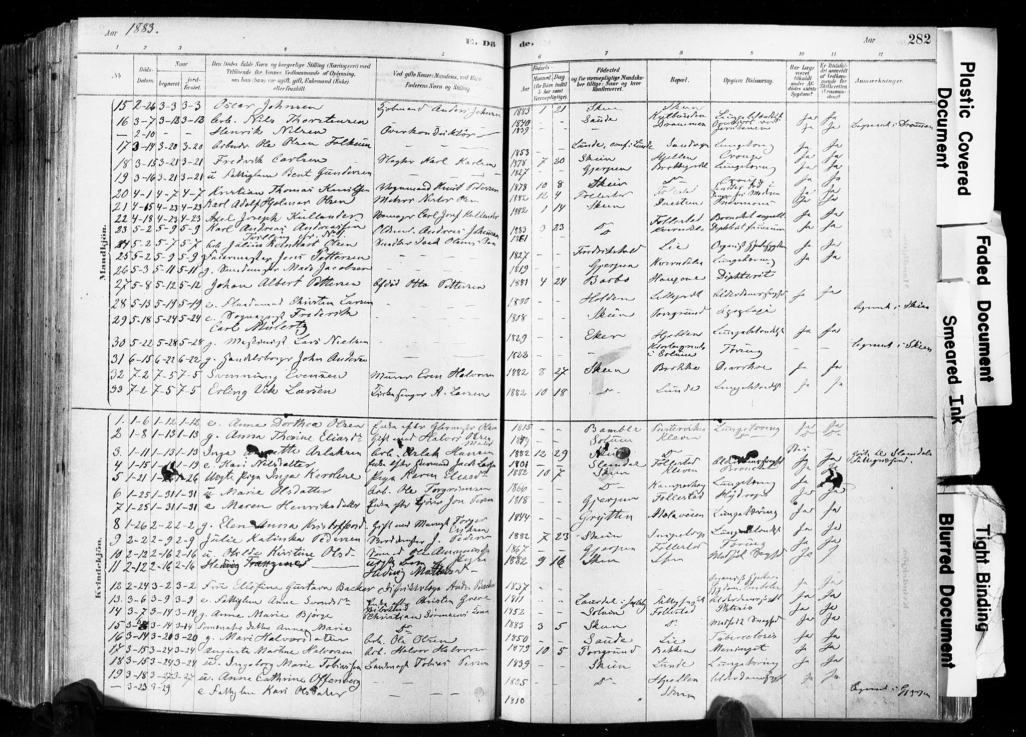 Skien kirkebøker, SAKO/A-302/F/Fa/L0009: Parish register (official) no. 9, 1878-1890, p. 282