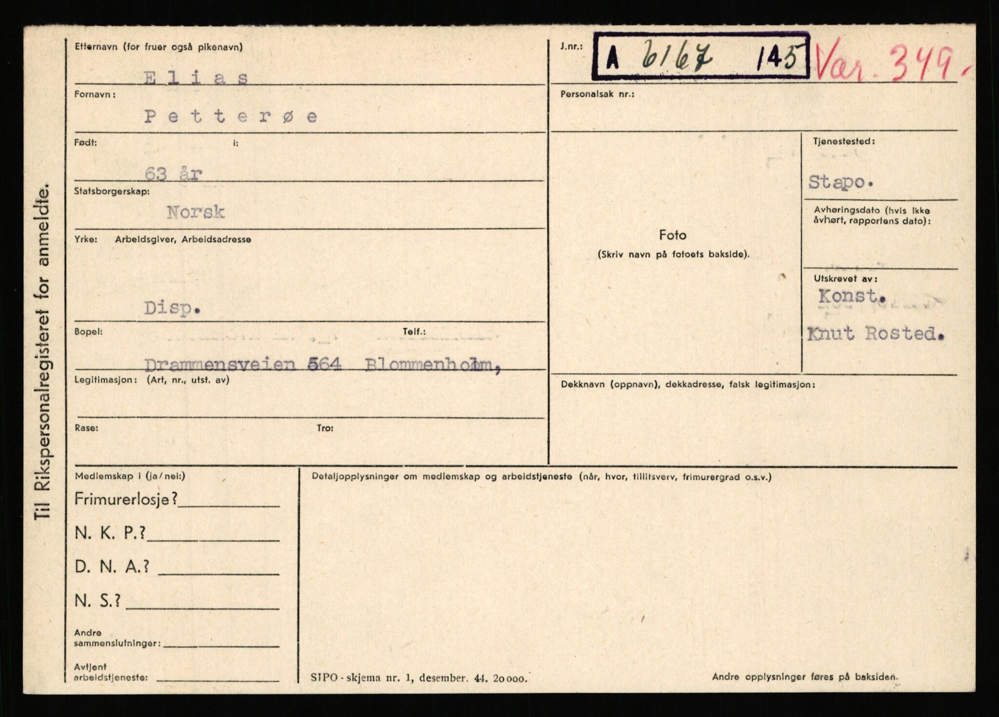 Statspolitiet - Hovedkontoret / Osloavdelingen, AV/RA-S-1329/C/Ca/L0012: Oanæs - Quistgaard	, 1943-1945, p. 4480