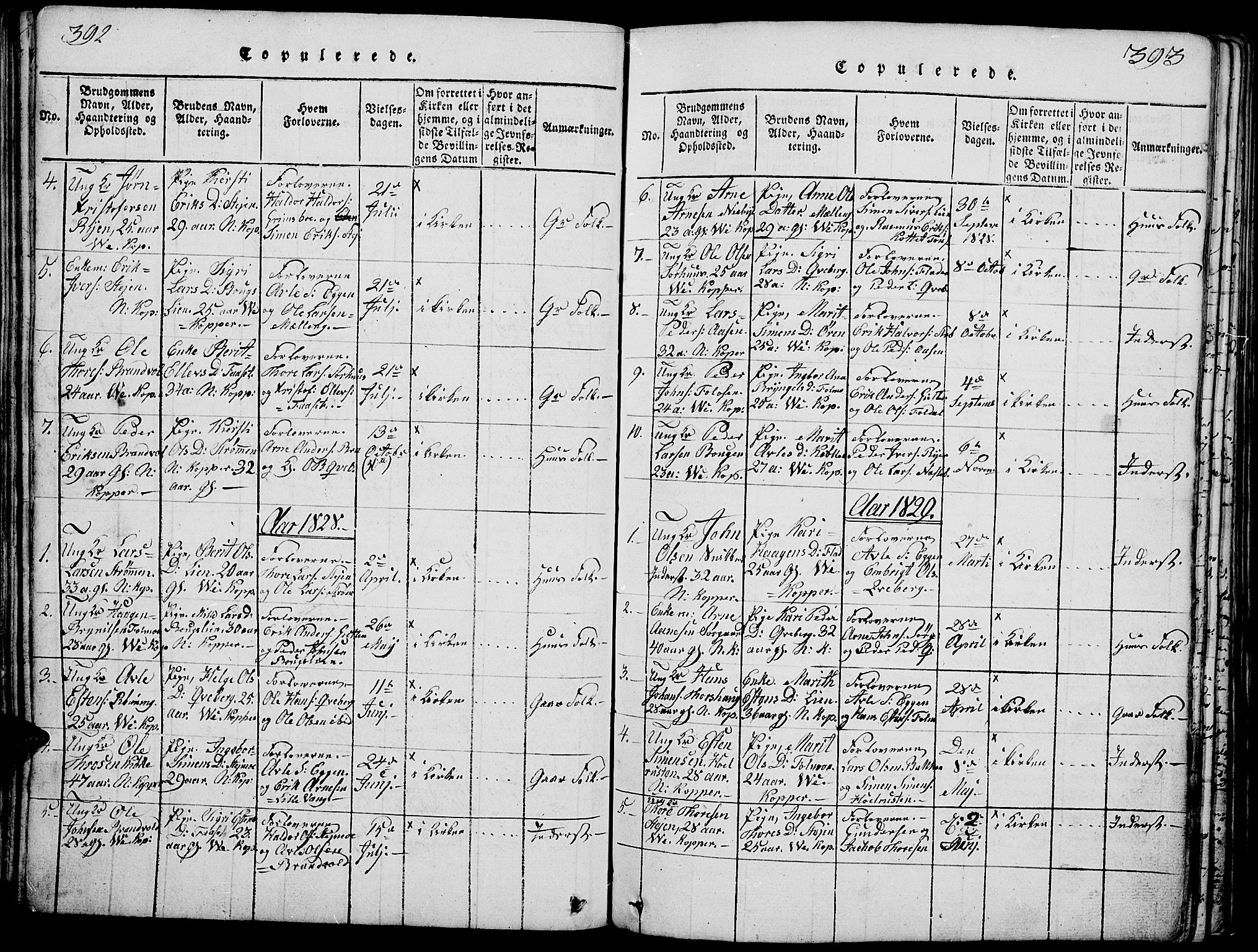 Tynset prestekontor, SAH/PREST-058/H/Ha/Hab/L0002: Parish register (copy) no. 2, 1814-1862, p. 392-393