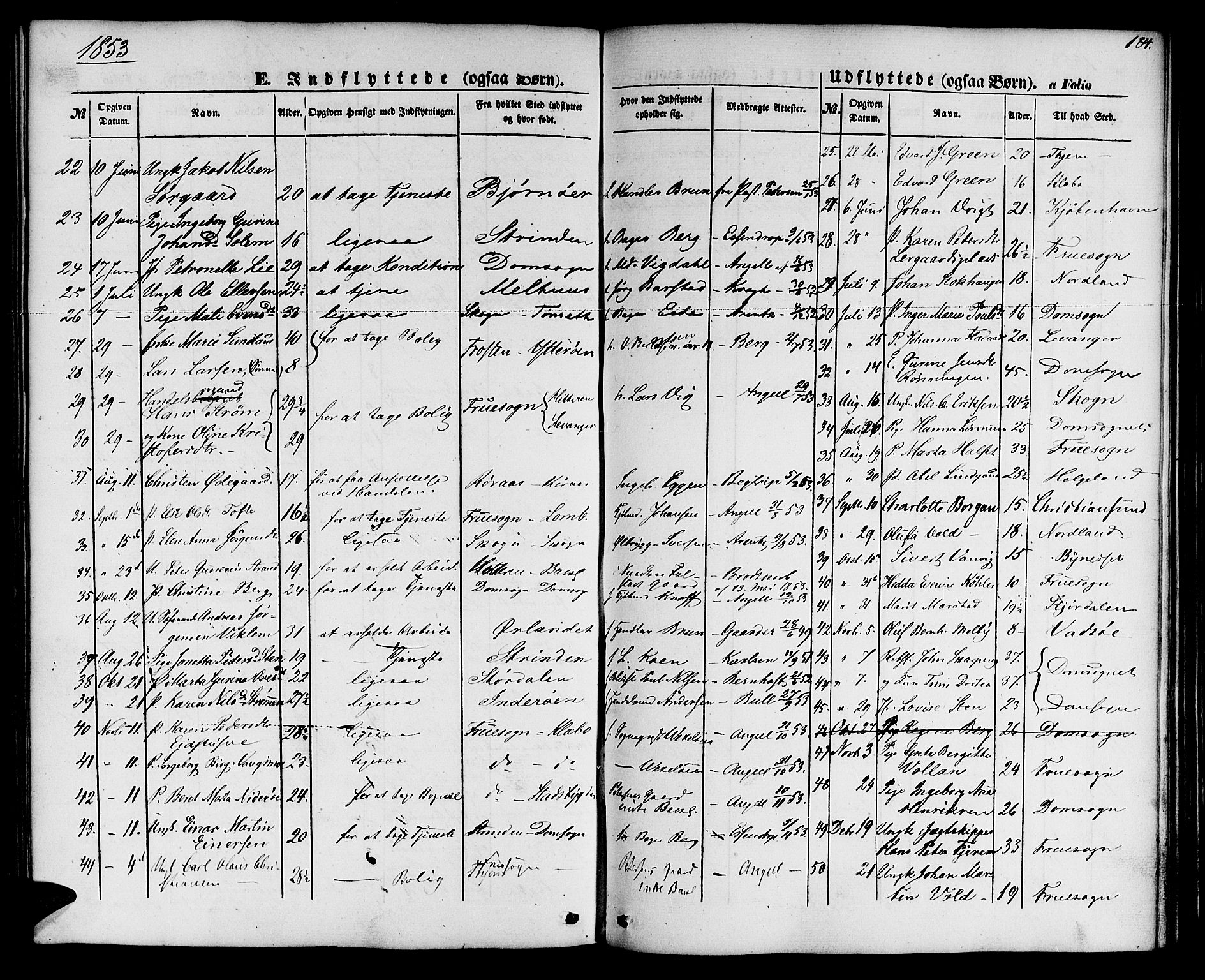 Ministerialprotokoller, klokkerbøker og fødselsregistre - Sør-Trøndelag, SAT/A-1456/604/L0184: Parish register (official) no. 604A05, 1851-1860, p. 184