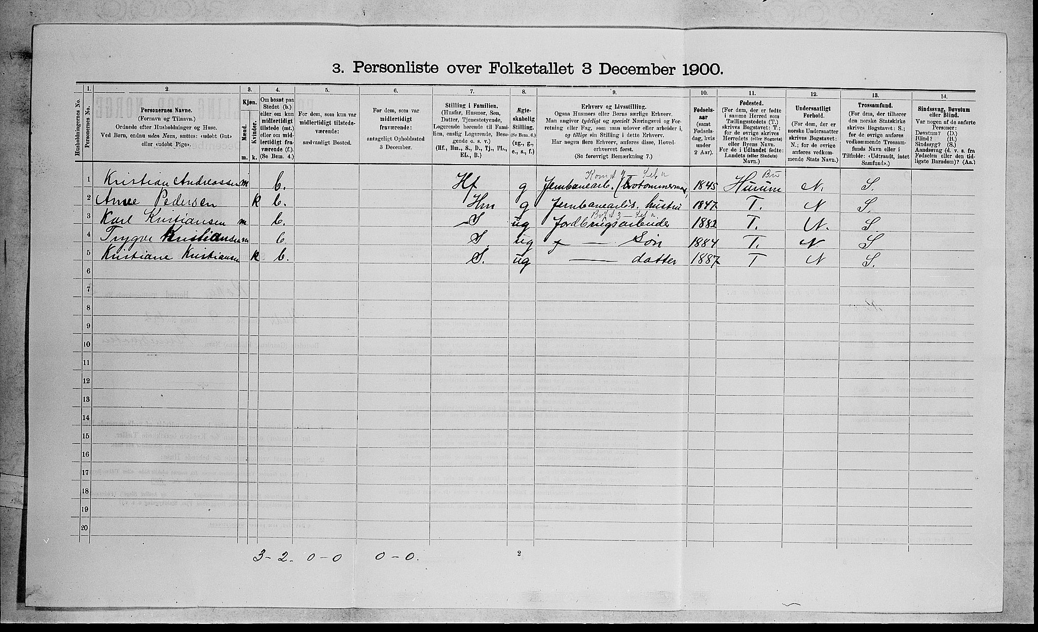 RA, 1900 census for Røyken, 1900, p. 262