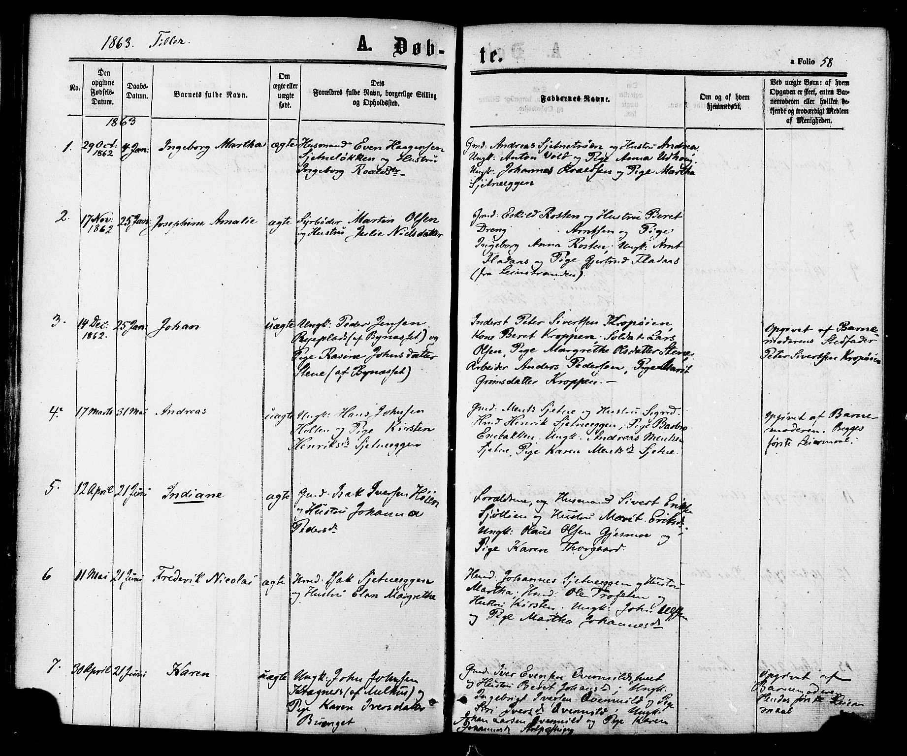 Ministerialprotokoller, klokkerbøker og fødselsregistre - Sør-Trøndelag, SAT/A-1456/618/L0443: Parish register (official) no. 618A06 /2, 1863-1879, p. 58