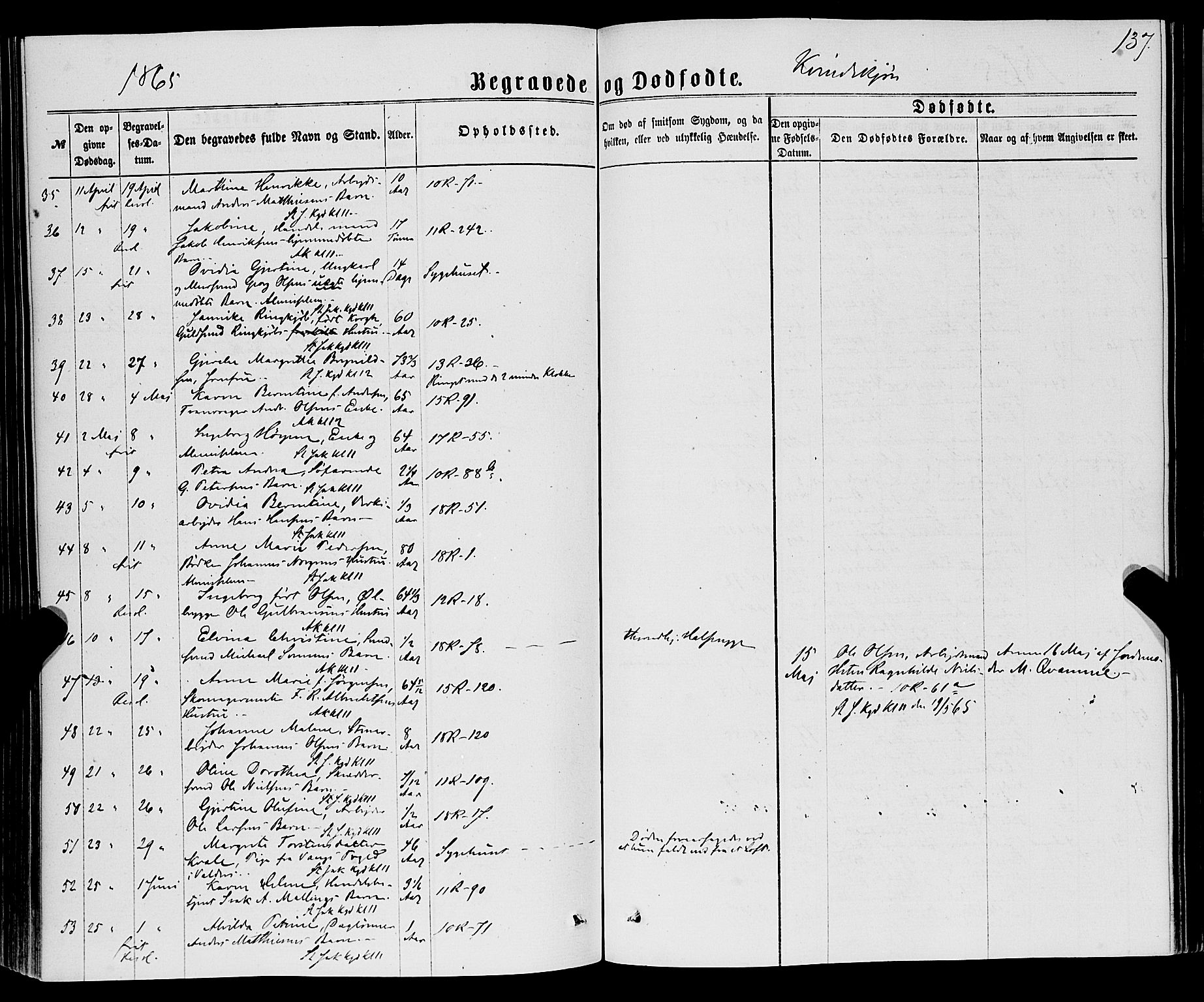 Domkirken sokneprestembete, AV/SAB-A-74801/H/Haa/L0042: Parish register (official) no. E 3, 1863-1876, p. 137