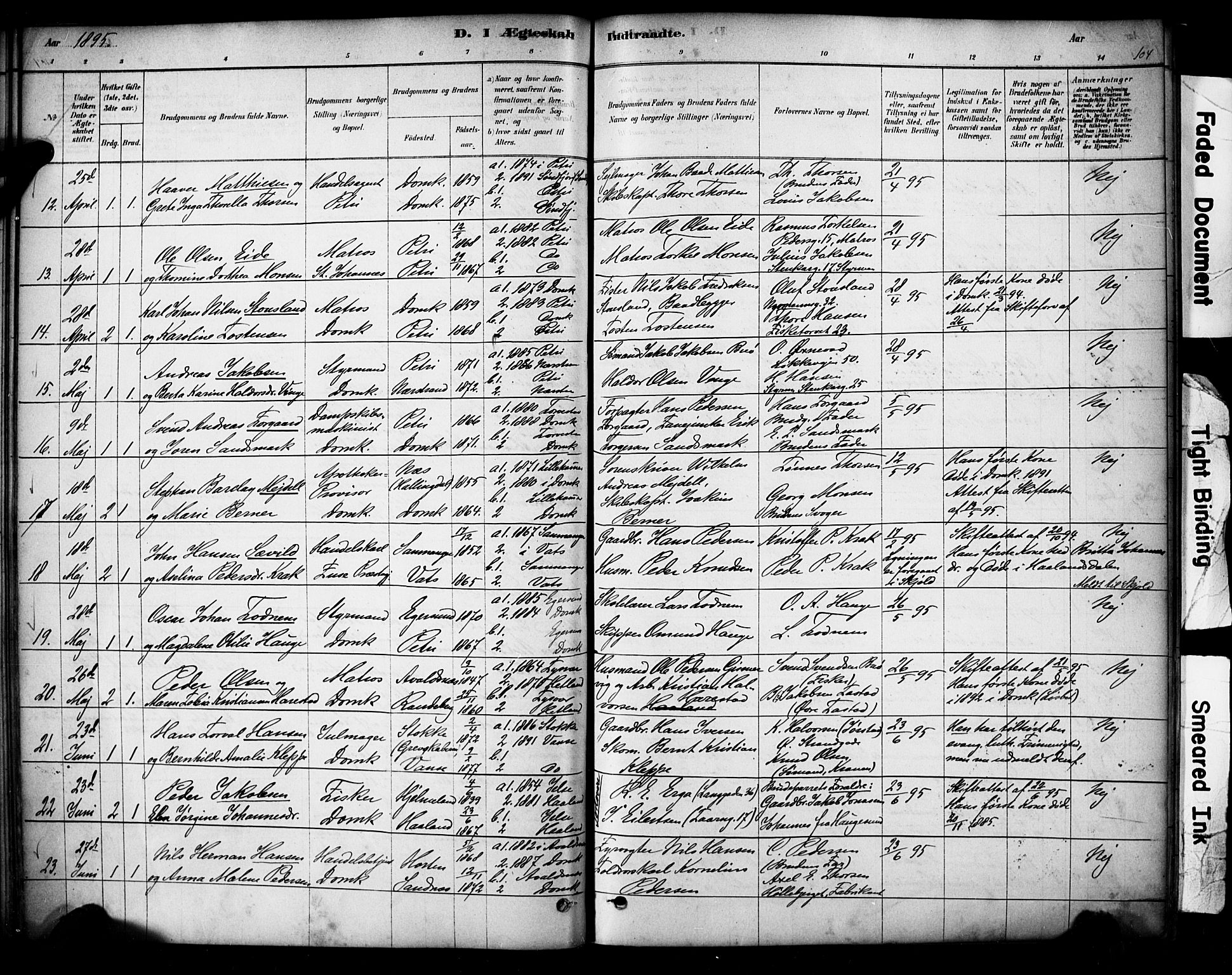 Domkirken sokneprestkontor, SAST/A-101812/001/30/30BA/L0029: Parish register (official) no. A 28, 1878-1904, p. 104