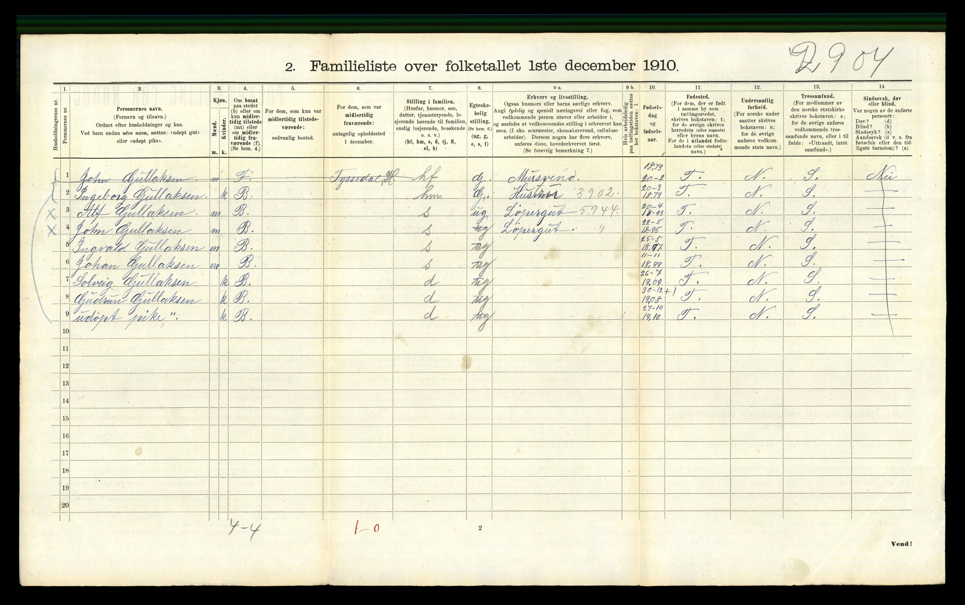 RA, 1910 census for Bergen, 1910, p. 43136