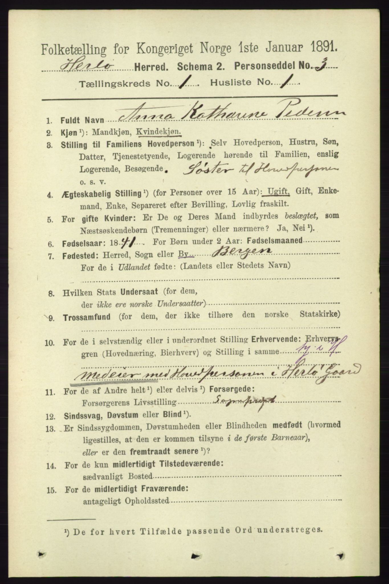 RA, 1891 census for 1258 Herdla, 1891, p. 89