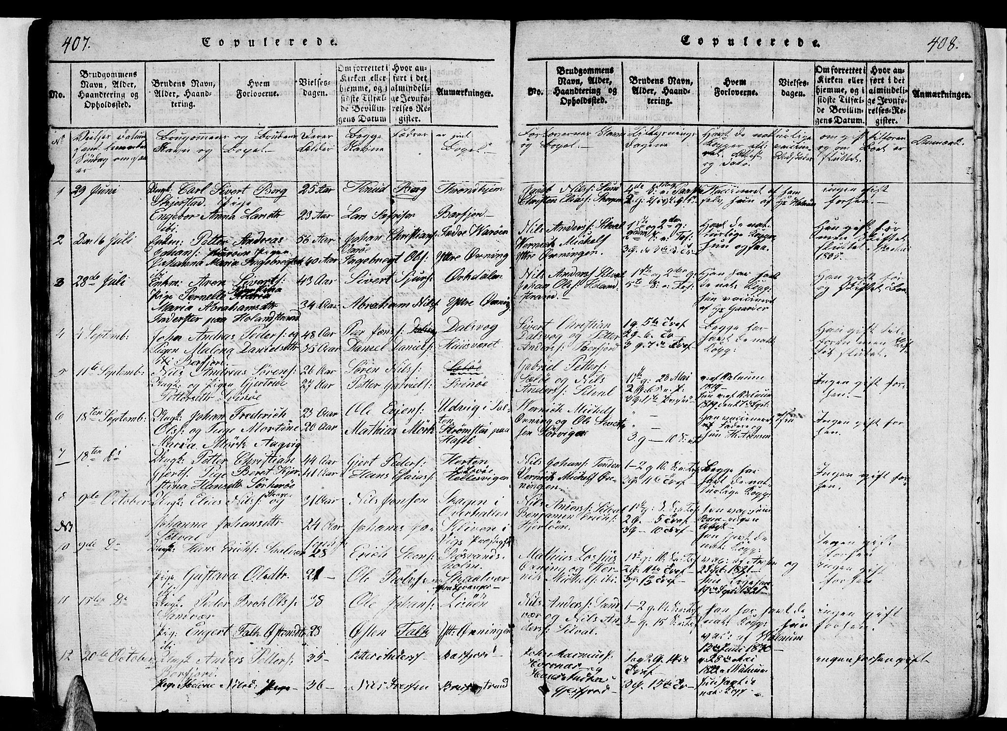 Ministerialprotokoller, klokkerbøker og fødselsregistre - Nordland, SAT/A-1459/834/L0510: Parish register (copy) no. 834C01, 1820-1847, p. 407-408