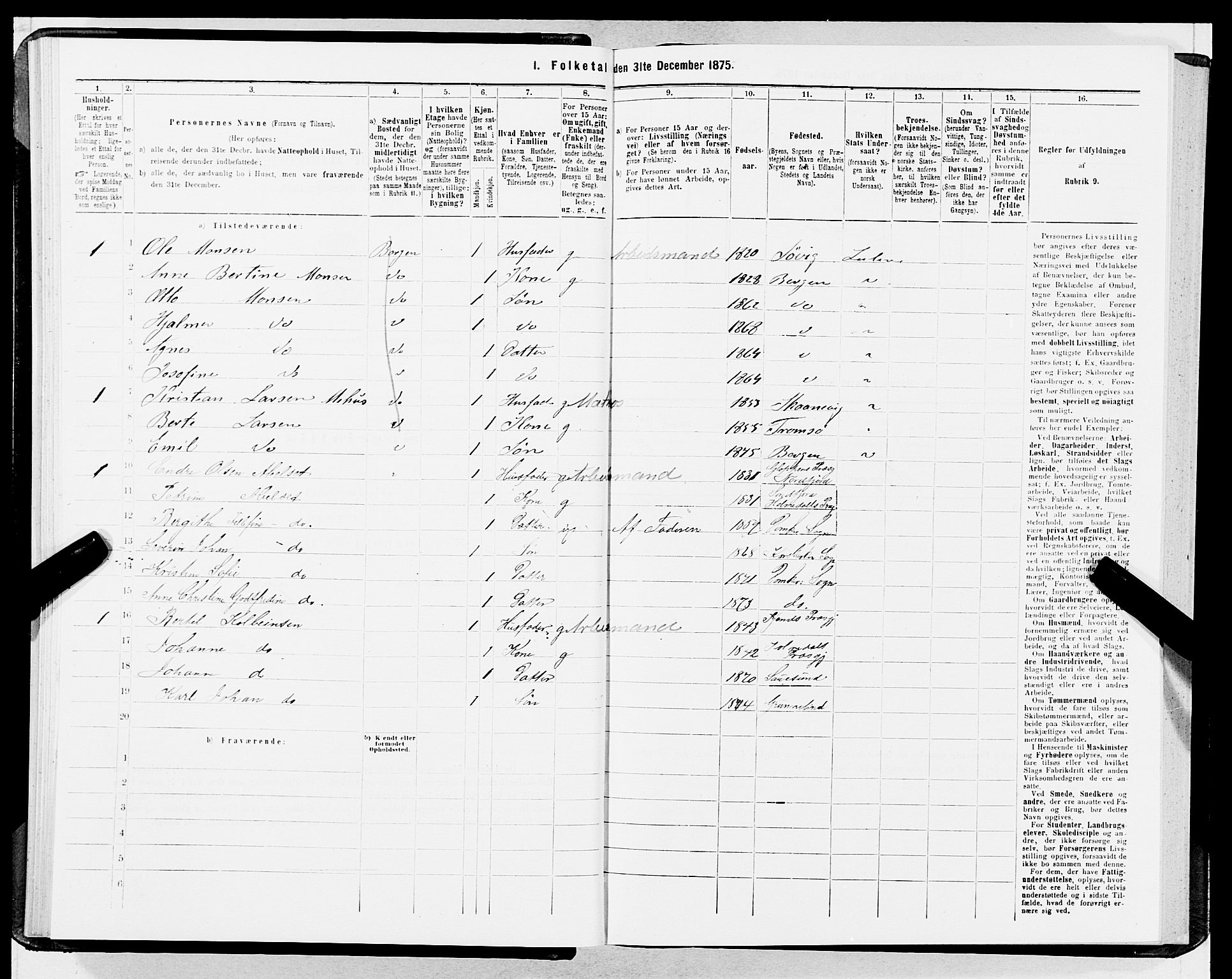 SAB, 1875 census for 1301 Bergen, 1875, p. 1610