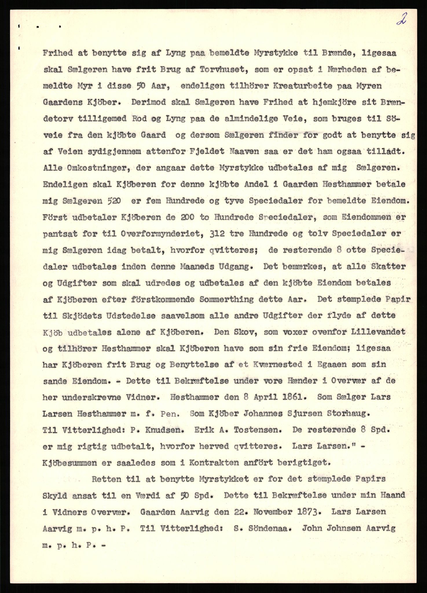 Statsarkivet i Stavanger, AV/SAST-A-101971/03/Y/Yj/L0036: Avskrifter sortert etter gårdsnavn: Hervik - Hetland i Høyland, 1750-1930, p. 444