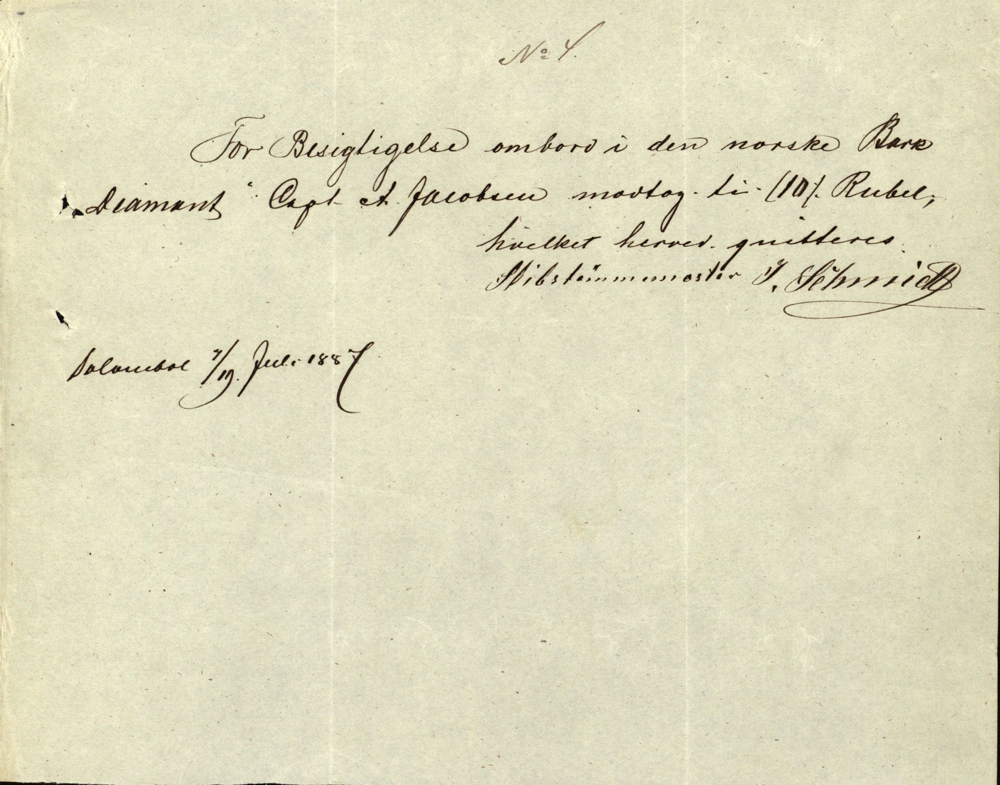 Pa 63 - Østlandske skibsassuranceforening, VEMU/A-1079/G/Ga/L0020/0003: Havaridokumenter / Anton, Diamant, Templar, Finn, Eliezer, Arctic, 1887, p. 114