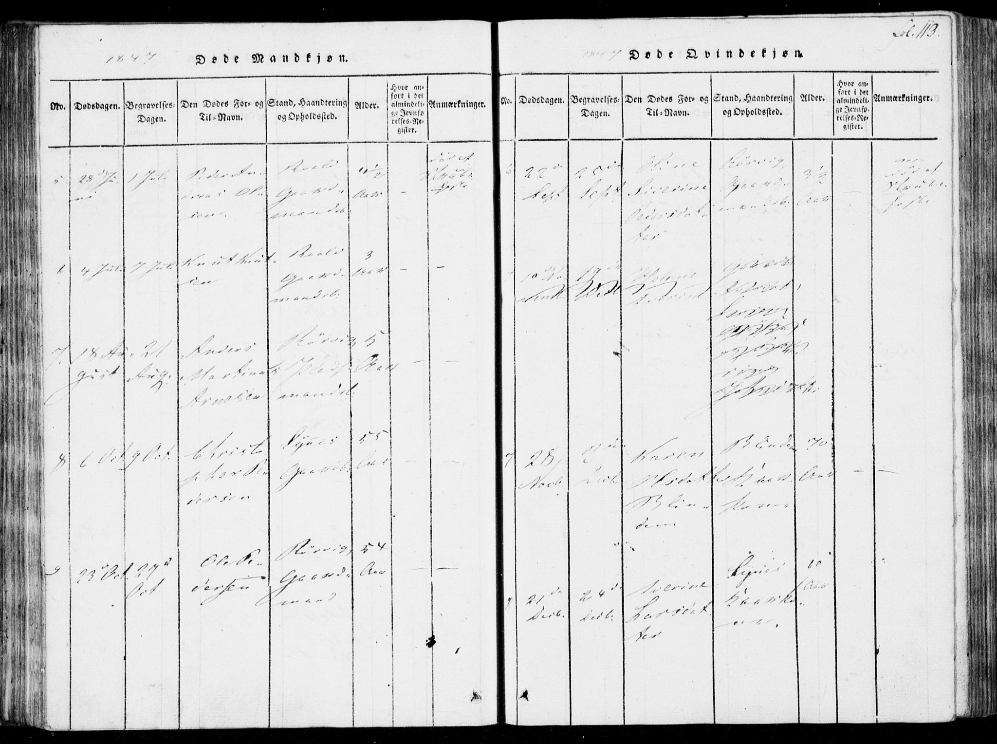 Ministerialprotokoller, klokkerbøker og fødselsregistre - Møre og Romsdal, SAT/A-1454/537/L0517: Parish register (official) no. 537A01, 1818-1862, p. 113
