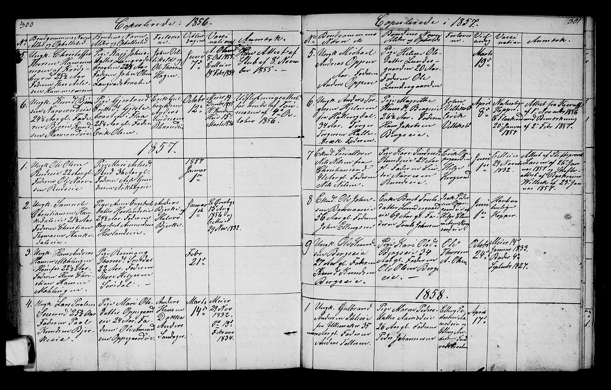 Lunder kirkebøker, SAKO/A-629/G/Ga/L0002: Parish register (copy) no. I 2, 1849-1868, p. 300-301