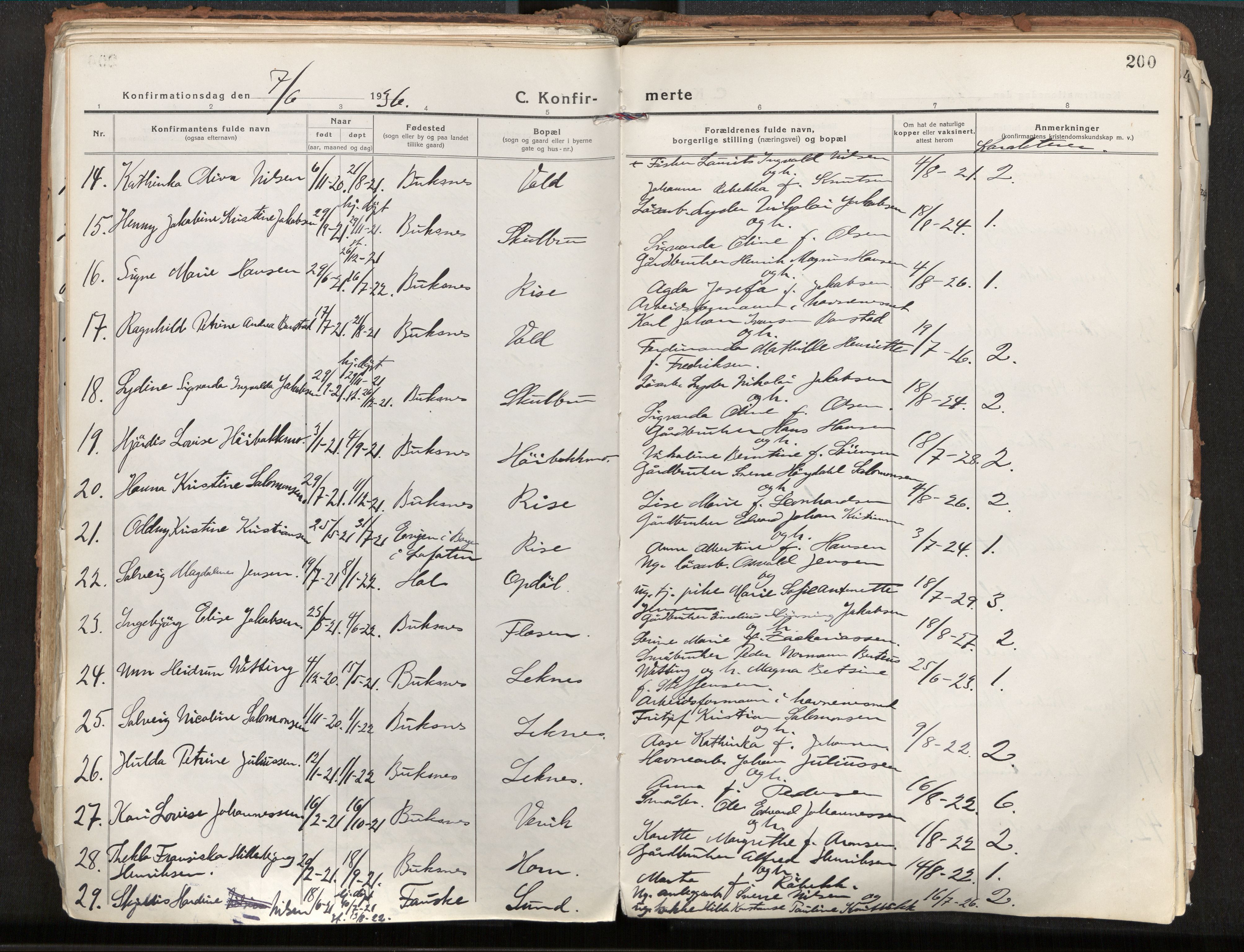 Ministerialprotokoller, klokkerbøker og fødselsregistre - Nordland, AV/SAT-A-1459/881/L1160: Parish register (official) no. 881A13, 1919-1937, p. 200