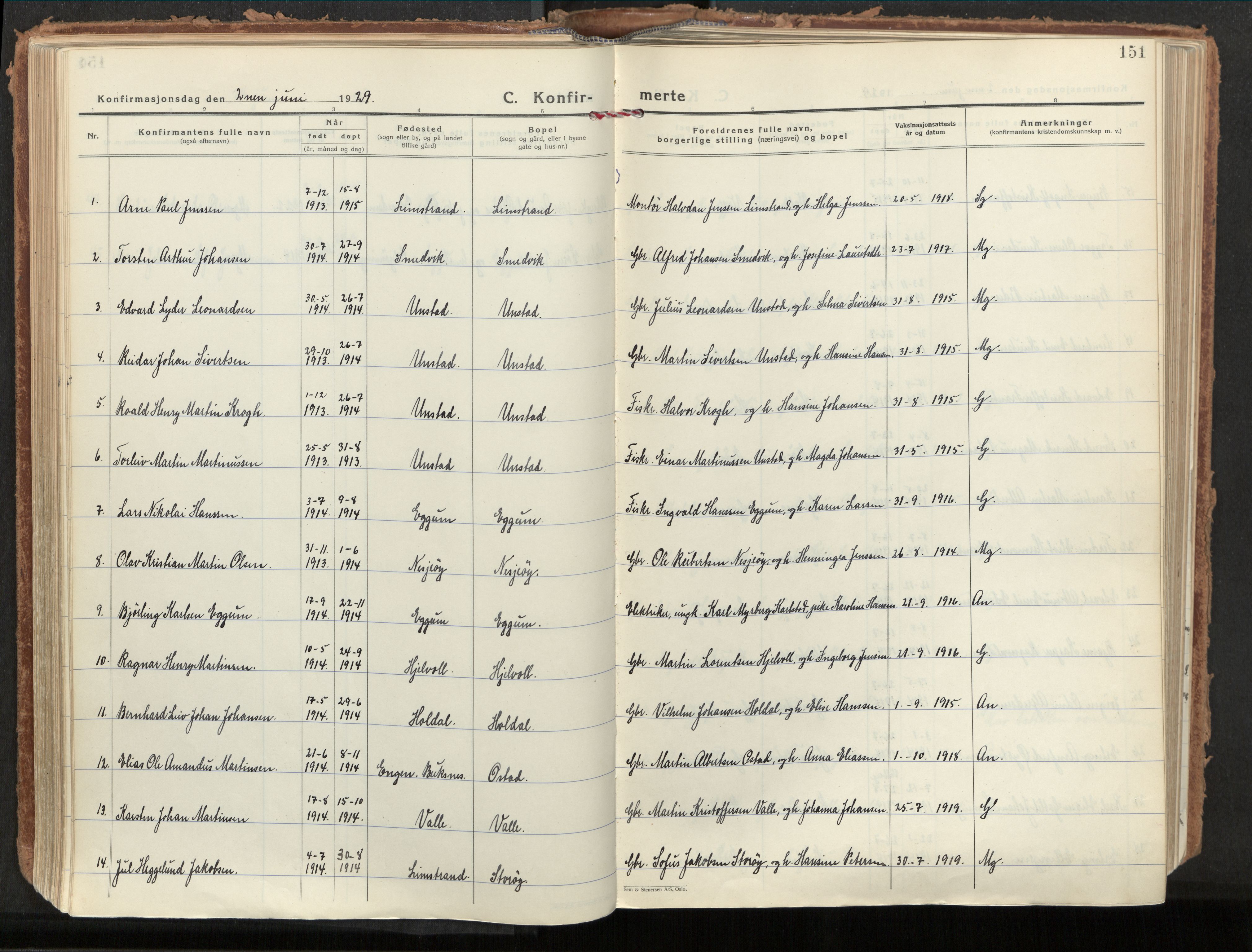 Ministerialprotokoller, klokkerbøker og fødselsregistre - Nordland, SAT/A-1459/880/L1137: Parish register (official) no. 880A11, 1927-1944, p. 151