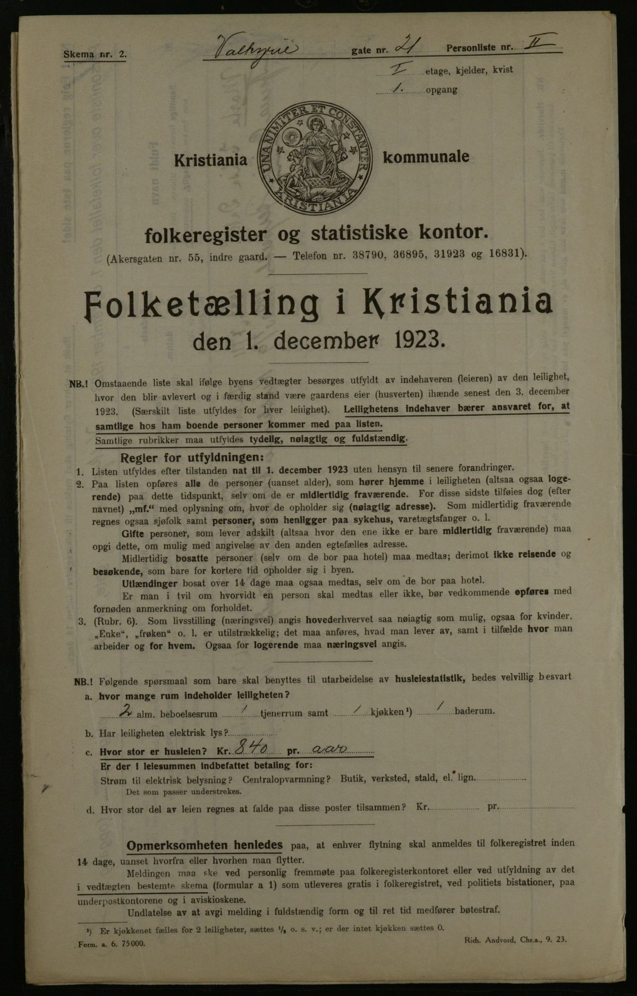 OBA, Municipal Census 1923 for Kristiania, 1923, p. 134651