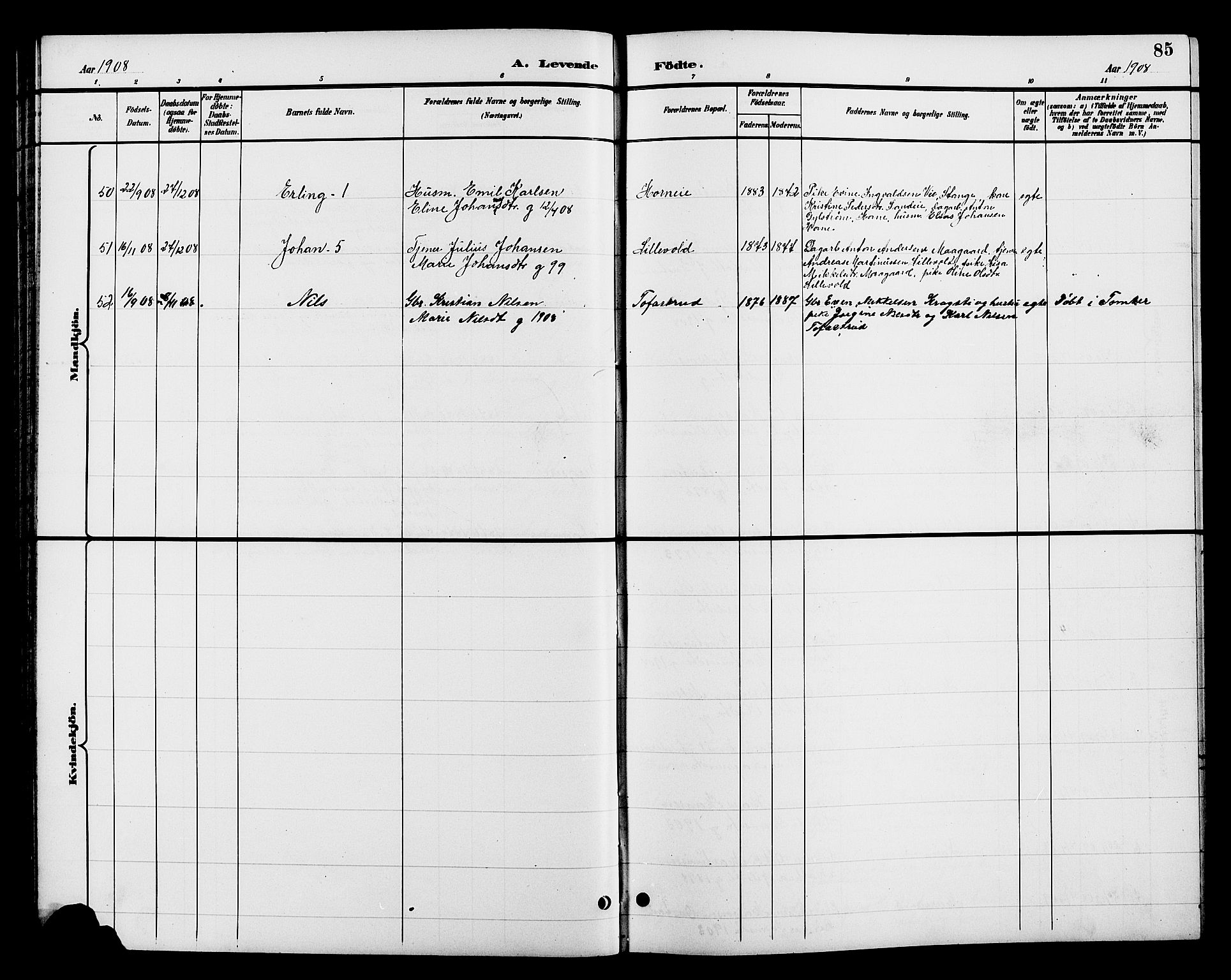 Romedal prestekontor, SAH/PREST-004/L/L0012: Parish register (copy) no. 12, 1896-1914, p. 85