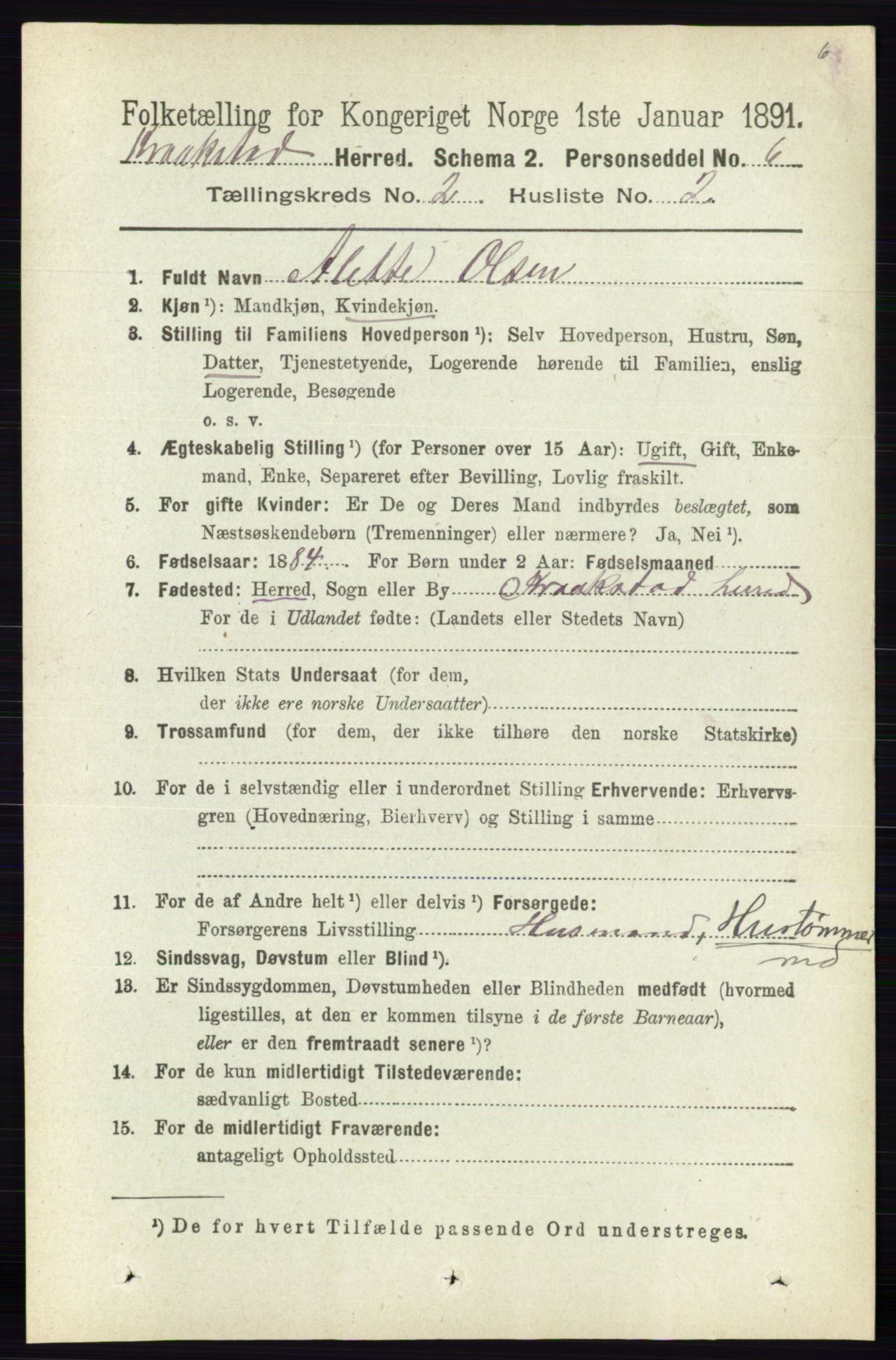 RA, 1891 census for 0212 Kråkstad, 1891, p. 755