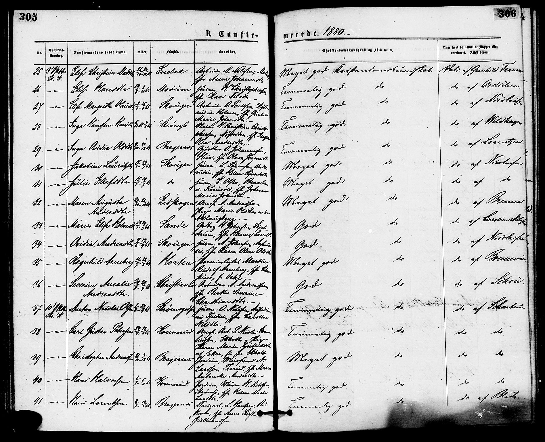 Skoger kirkebøker, AV/SAKO-A-59/F/Fa/L0005: Parish register (official) no. I 5, 1873-1884, p. 305-306