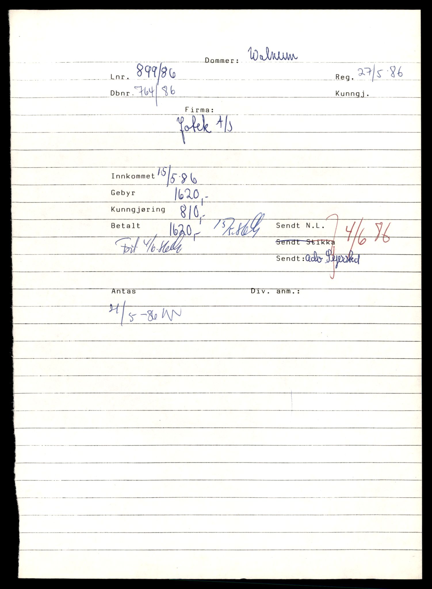 Asker og Bærum tingrett, AV/SAT-A-10379/K/Kb/Kbb/L0100: Aksjeselskap og andelslag i Bærum, Jot - Kf, 1944-1989, p. 1