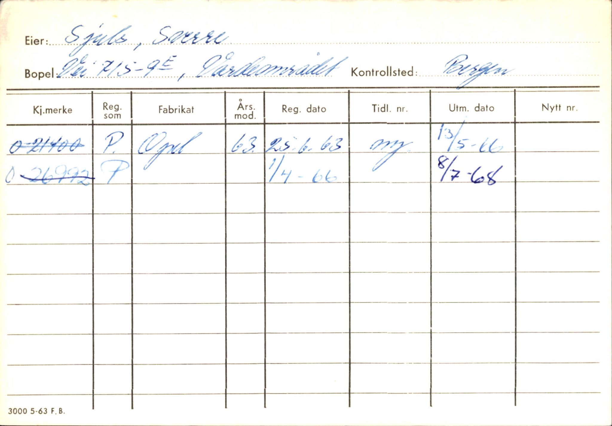 Statens vegvesen, Hordaland vegkontor, AV/SAB-A-5201/2/Hb/L0031: O-eierkort S, 1920-1971, p. 21