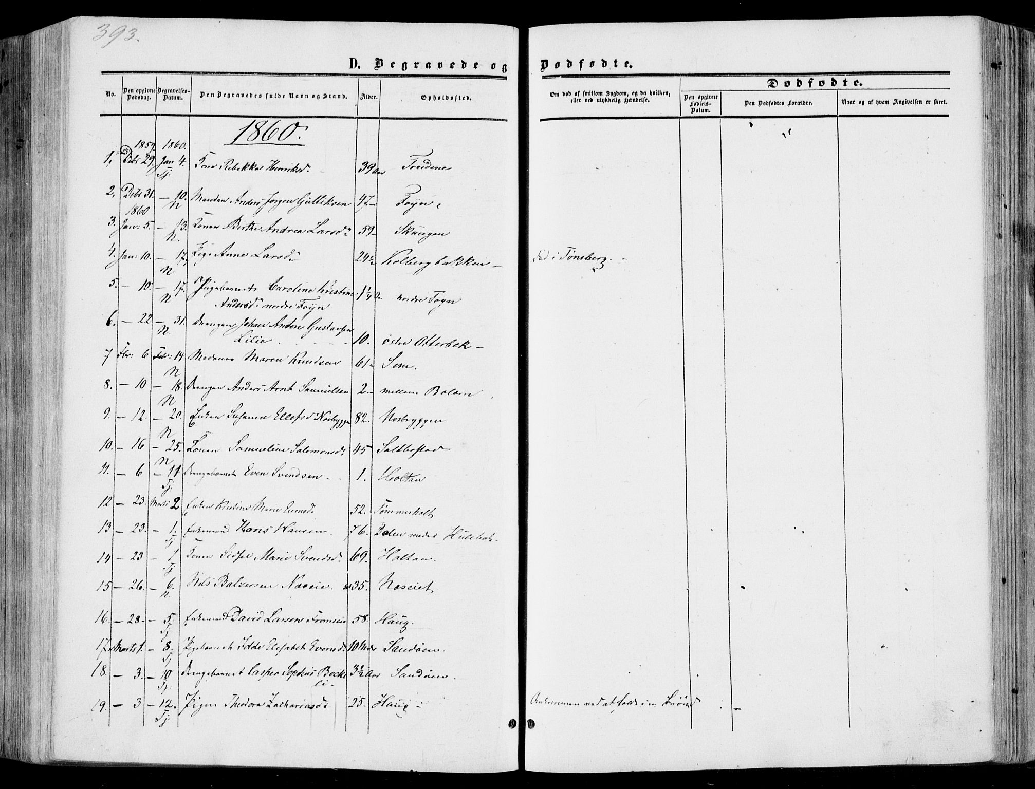 Nøtterøy kirkebøker, AV/SAKO-A-354/F/Fa/L0006: Parish register (official) no. I 6, 1852-1864, p. 393