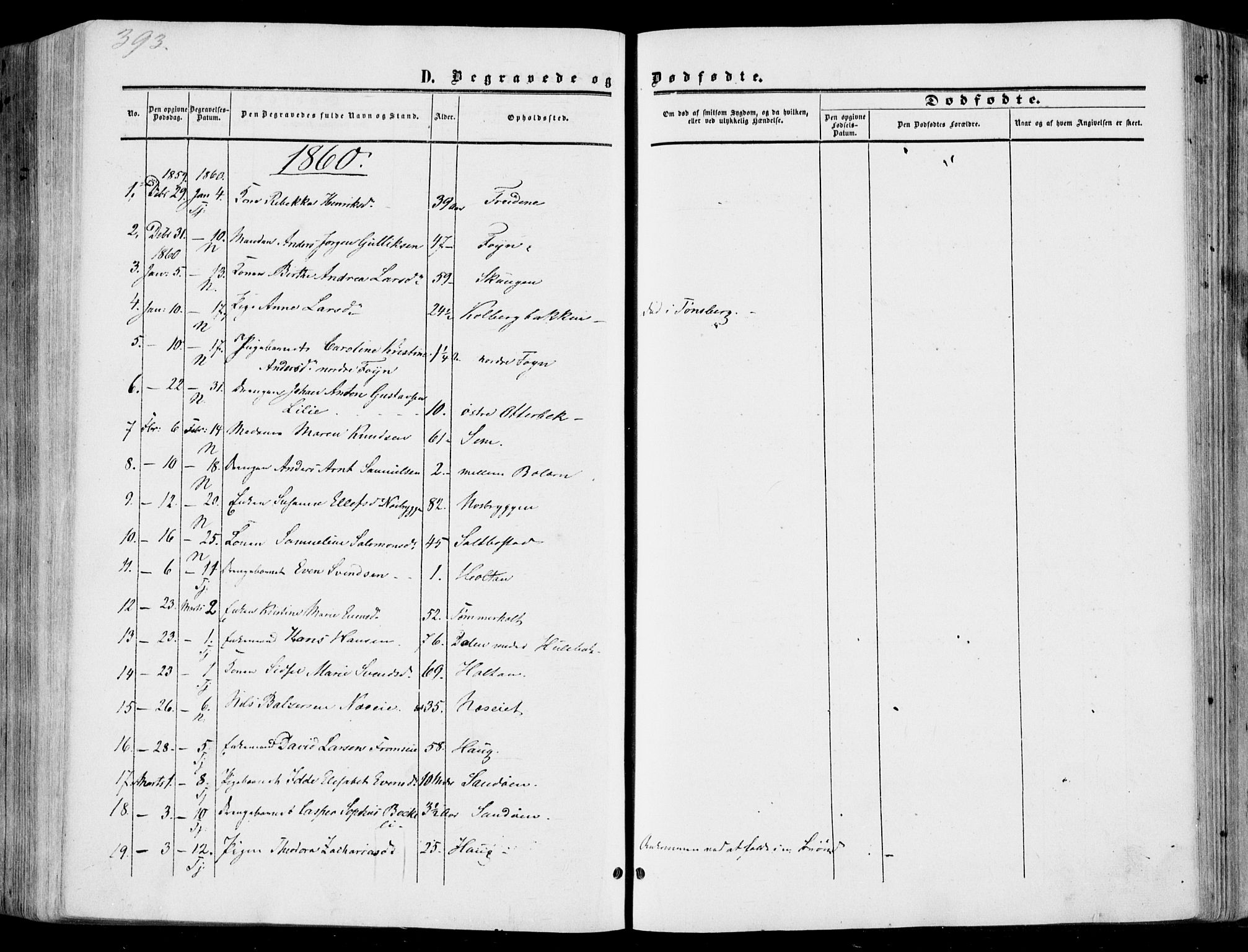 Nøtterøy kirkebøker, AV/SAKO-A-354/F/Fa/L0006: Parish register (official) no. I 6, 1852-1864, p. 393