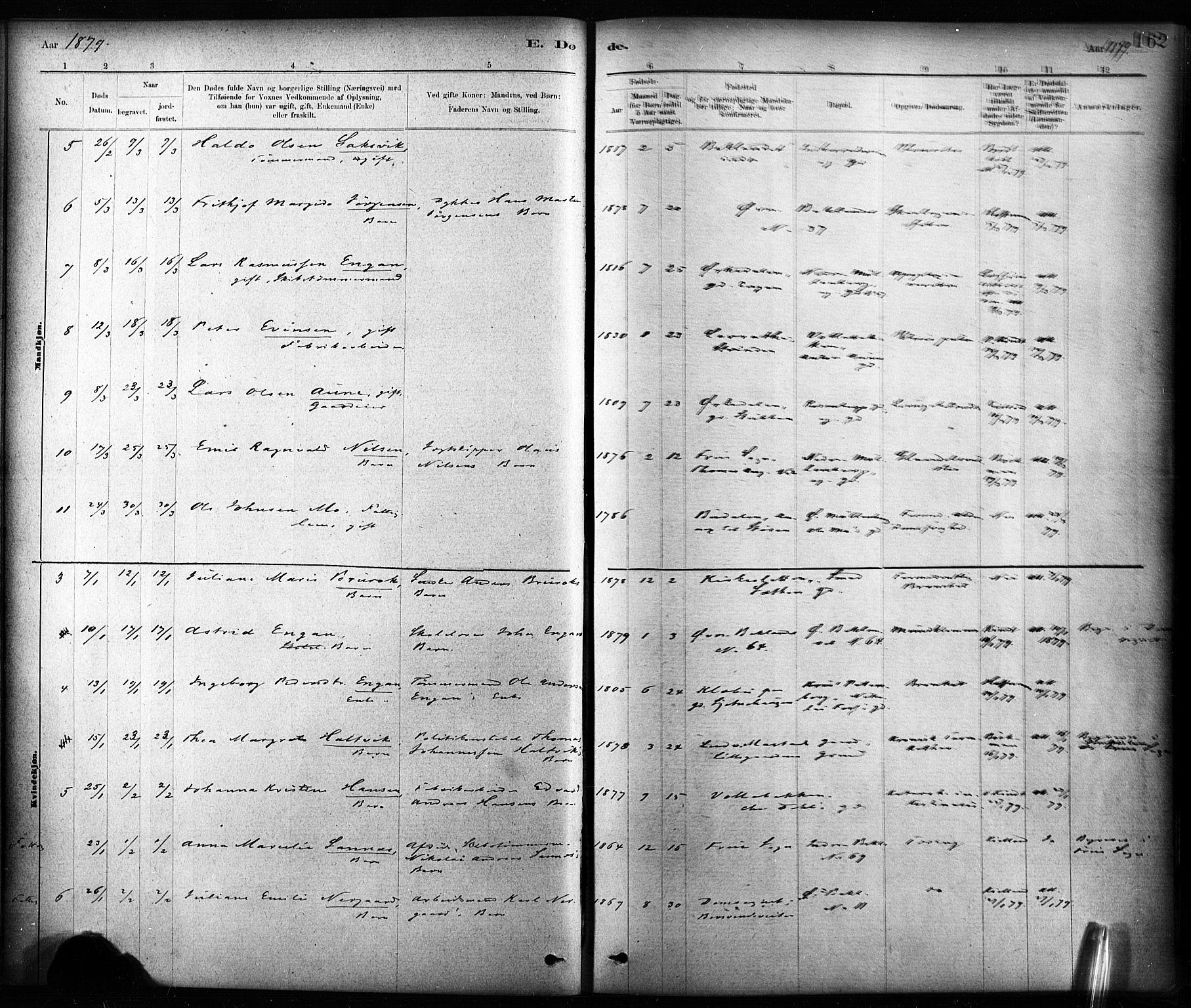 Ministerialprotokoller, klokkerbøker og fødselsregistre - Sør-Trøndelag, SAT/A-1456/604/L0189: Parish register (official) no. 604A10, 1878-1892, p. 162