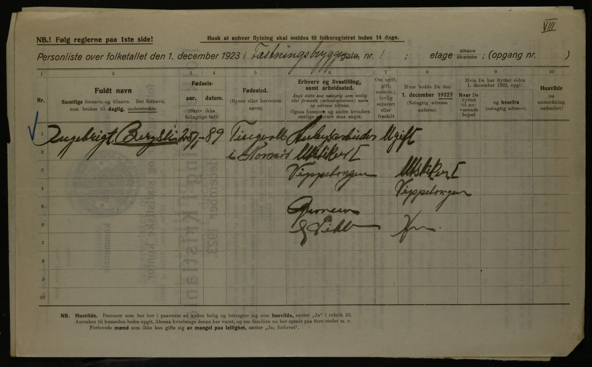 OBA, Municipal Census 1923 for Kristiania, 1923, p. 27276