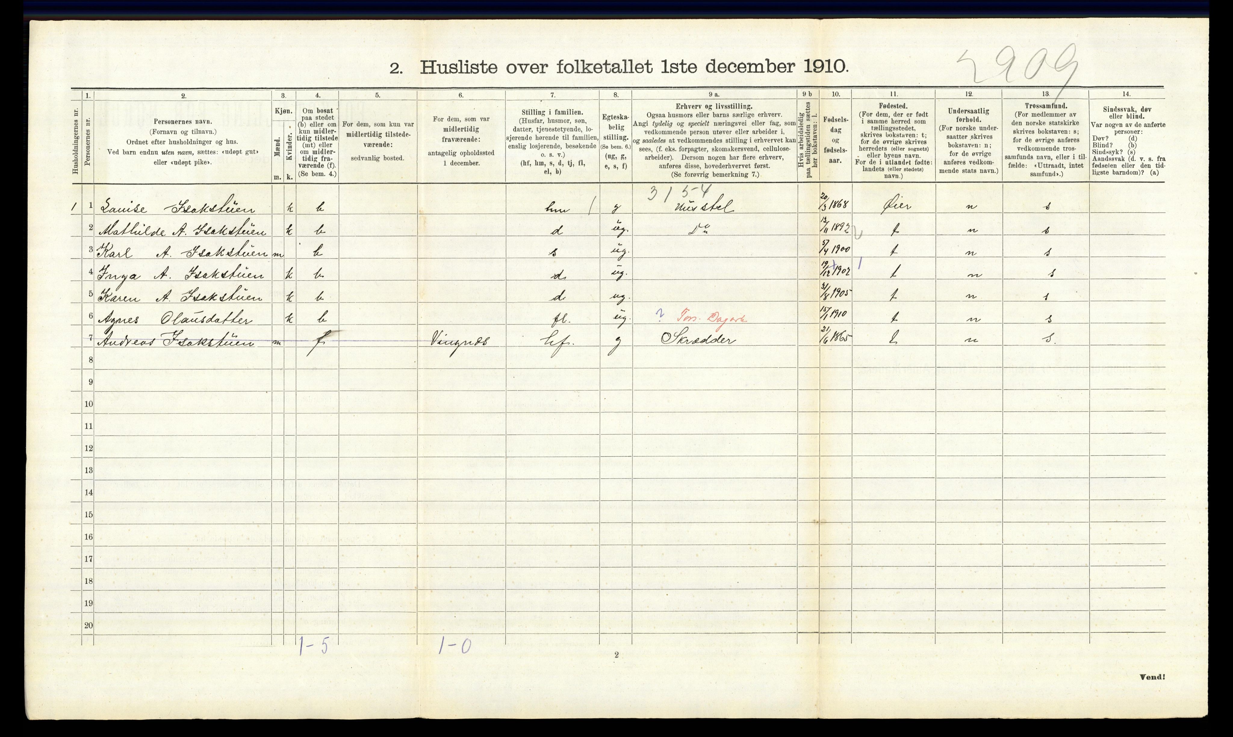 RA, 1910 census for Fåberg, 1910, p. 1081