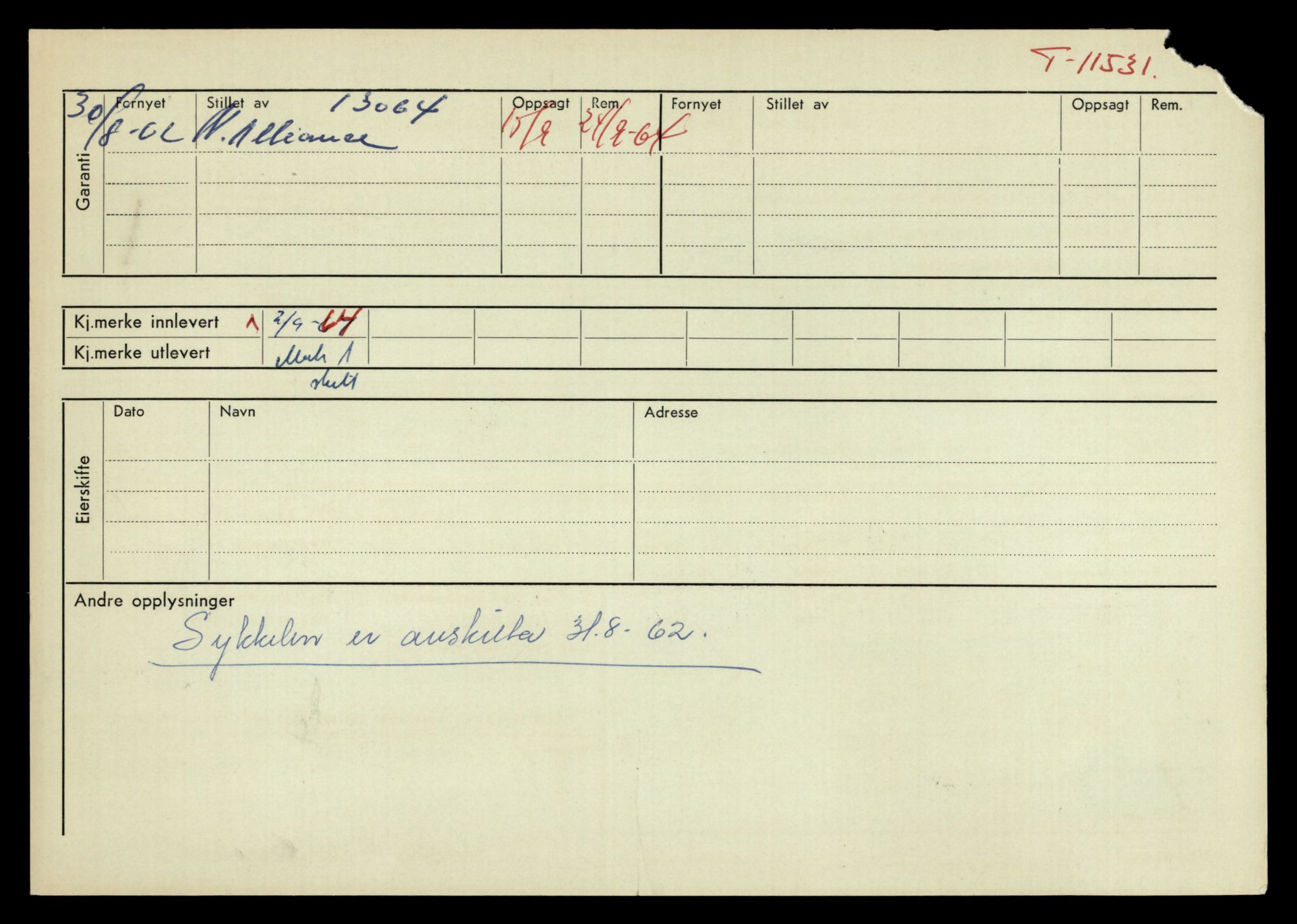 Møre og Romsdal vegkontor - Ålesund trafikkstasjon, AV/SAT-A-4099/F/Fe/L0029: Registreringskort for kjøretøy T 11430 - T 11619, 1927-1998, p. 1811