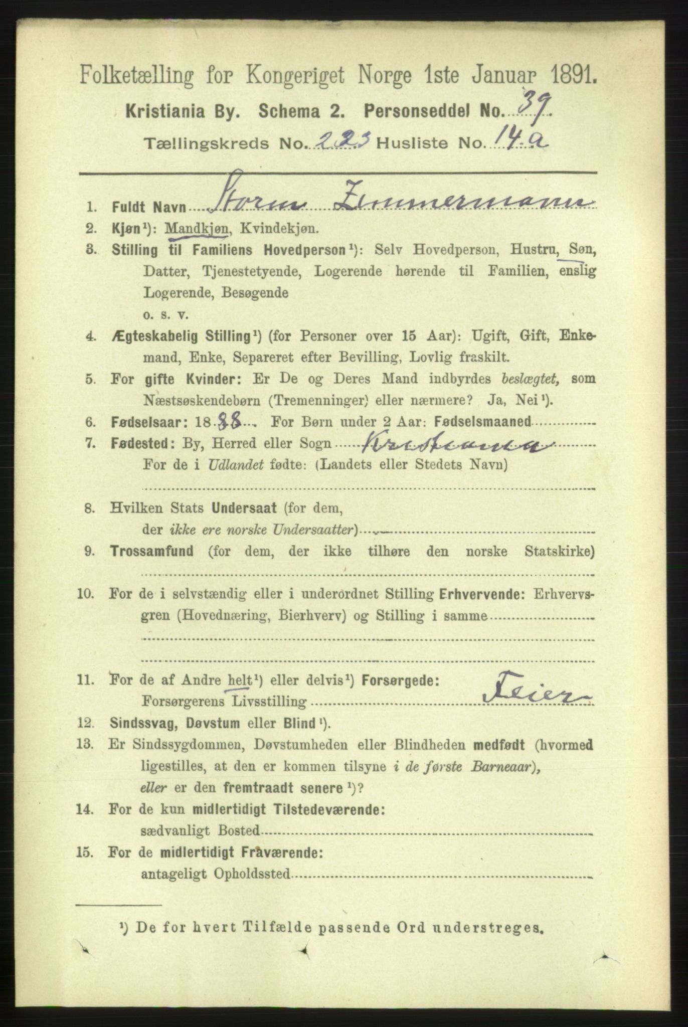 RA, 1891 census for 0301 Kristiania, 1891, p. 134563