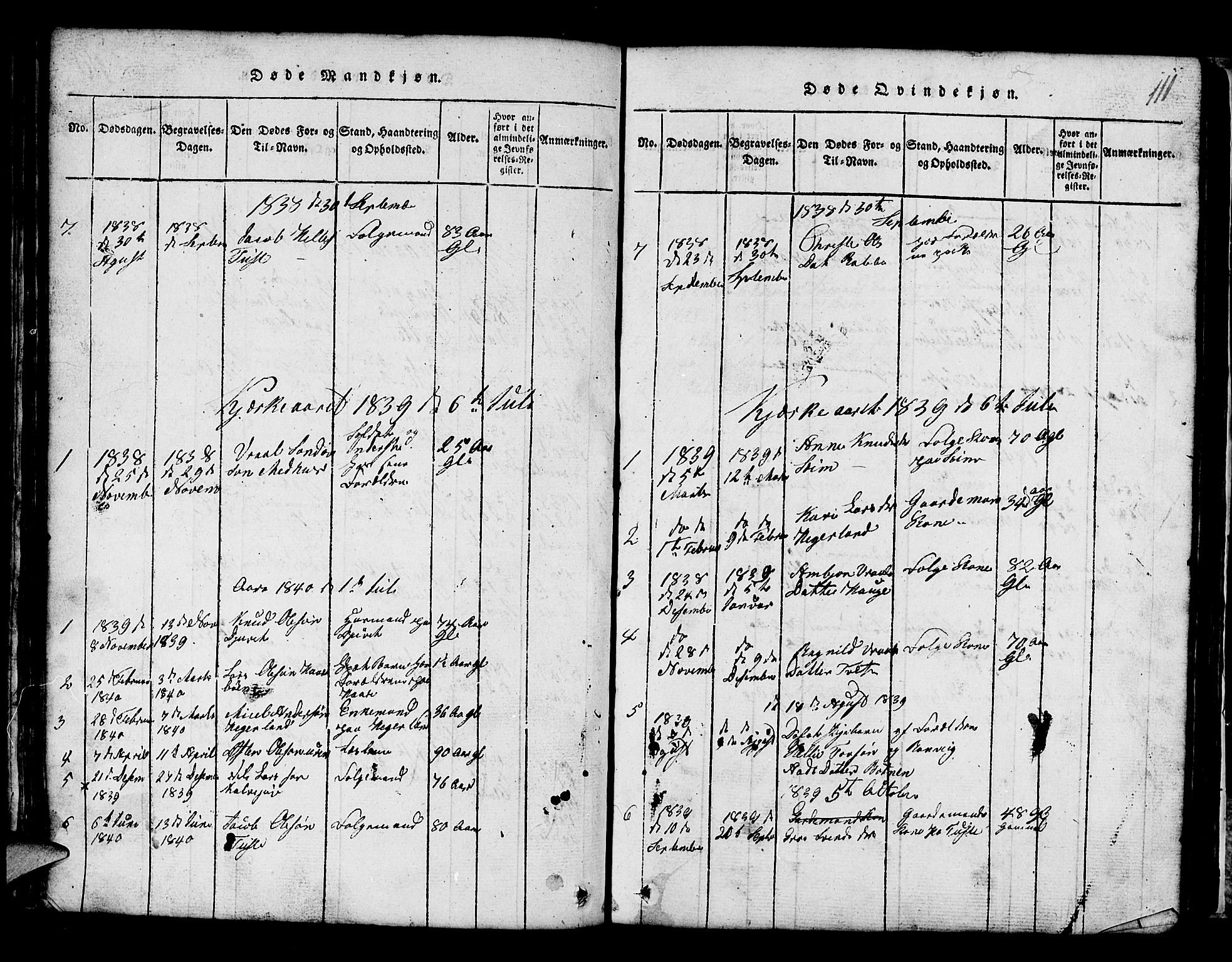 Røldal sokneprestembete, SAB/A-100247: Parish register (copy) no. A 1, 1817-1860, p. 111