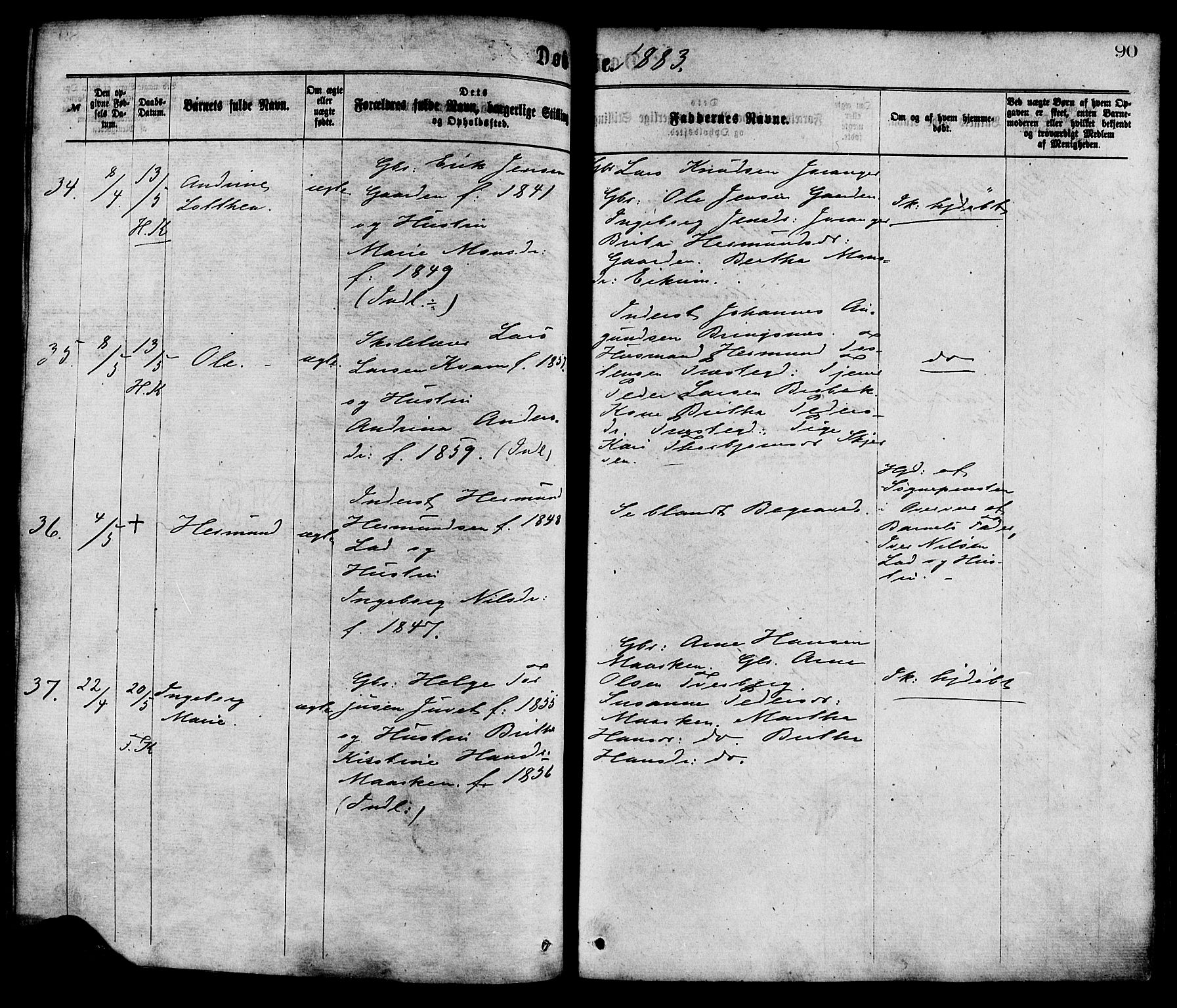 Hafslo sokneprestembete, AV/SAB-A-80301/H/Haa/Haaa/L0011: Parish register (official) no. A 11, 1873-1886, p. 90