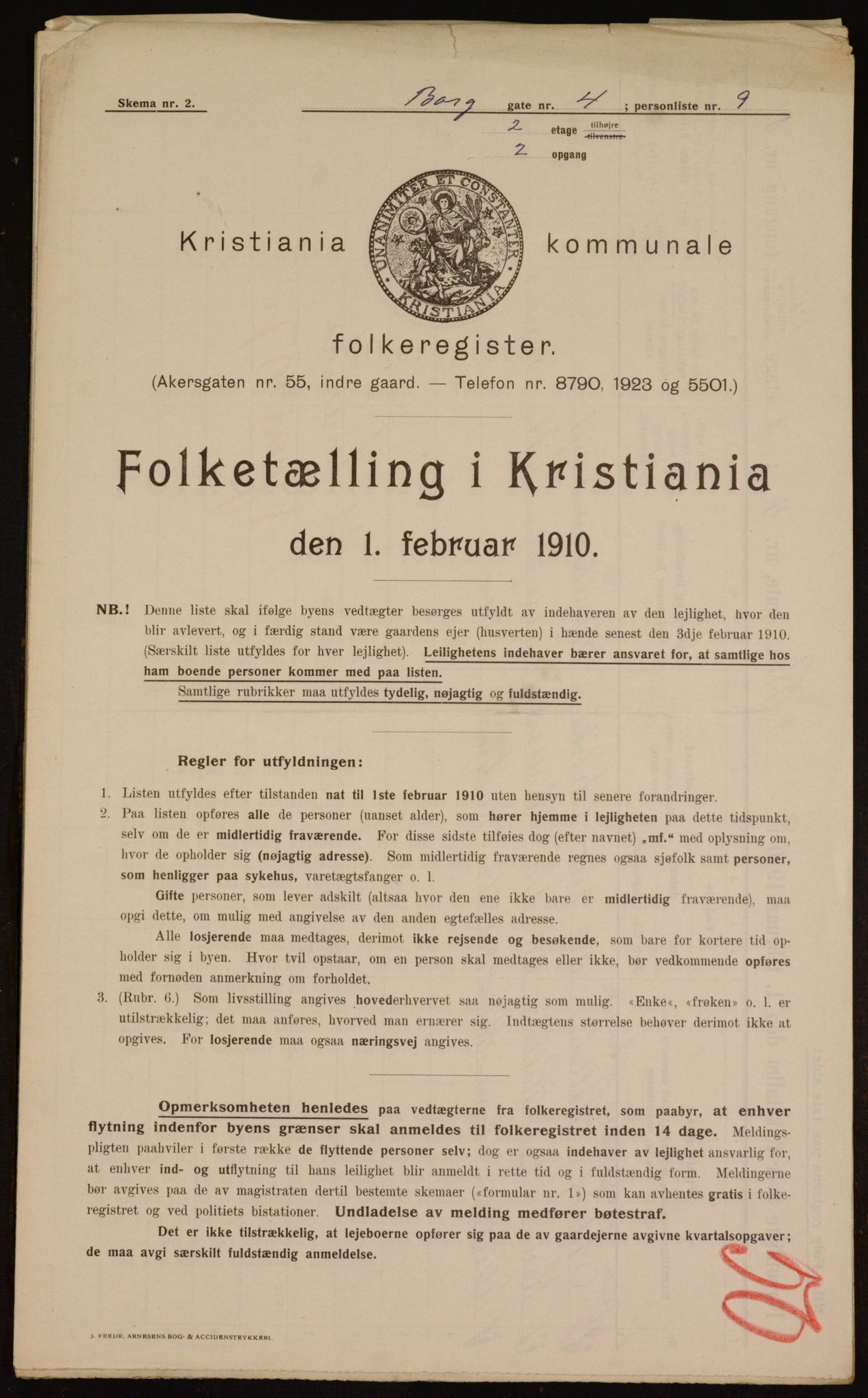 OBA, Municipal Census 1910 for Kristiania, 1910, p. 7394