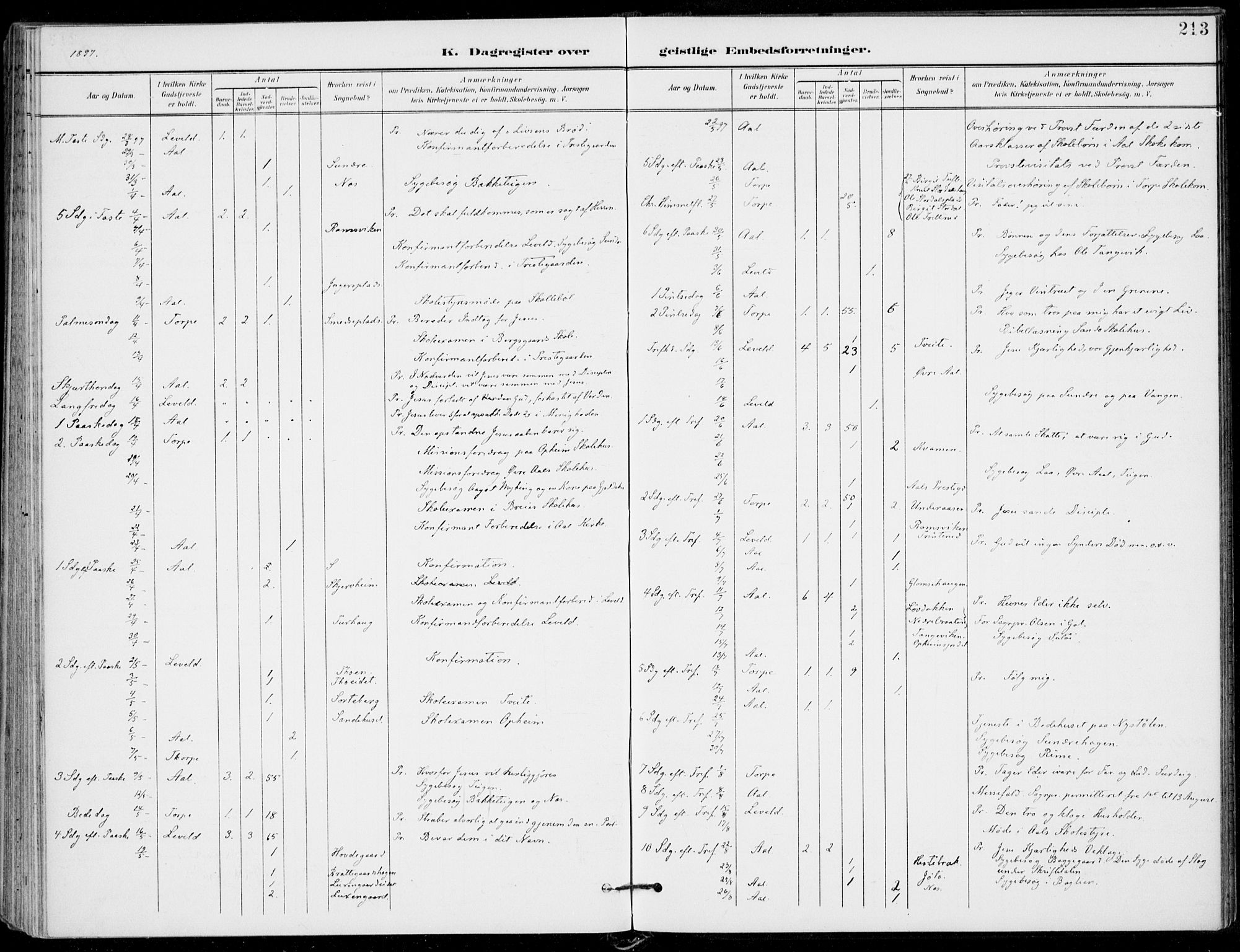 Ål kirkebøker, AV/SAKO-A-249/F/Fa/L0009: Parish register (official) no. I 9, 1897-1915, p. 213