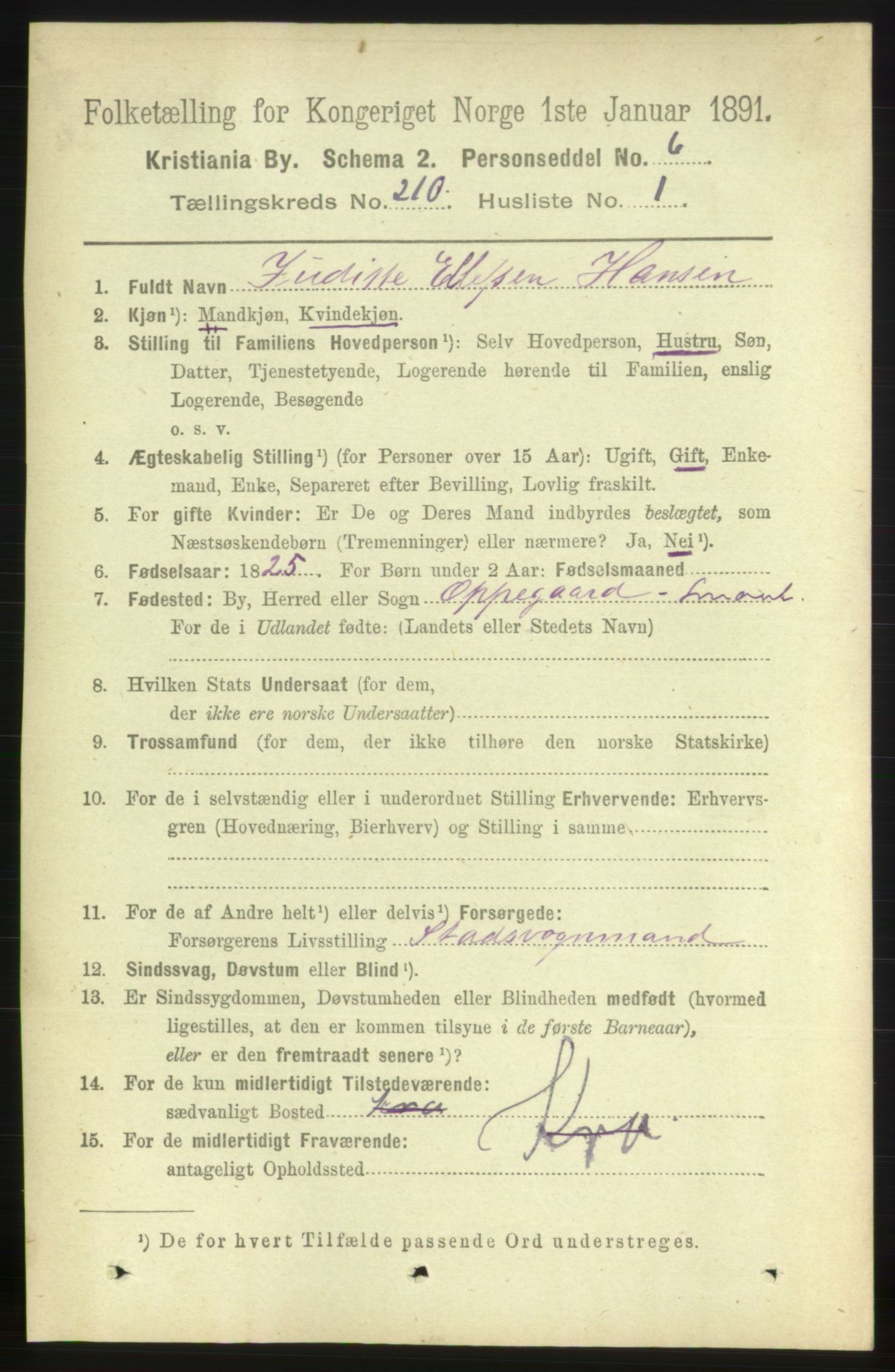 RA, 1891 census for 0301 Kristiania, 1891, p. 125361