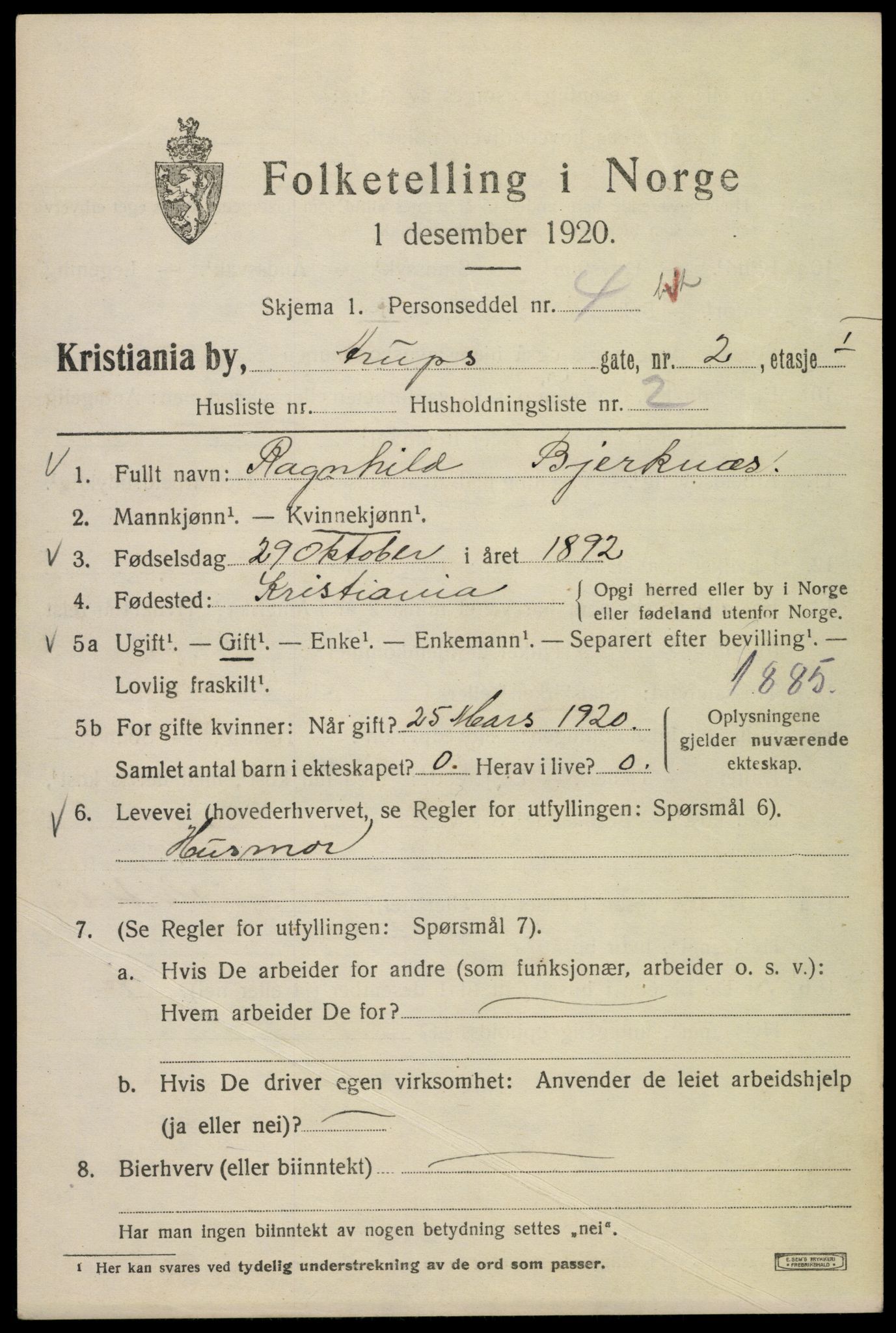 SAO, 1920 census for Kristiania, 1920, p. 145389