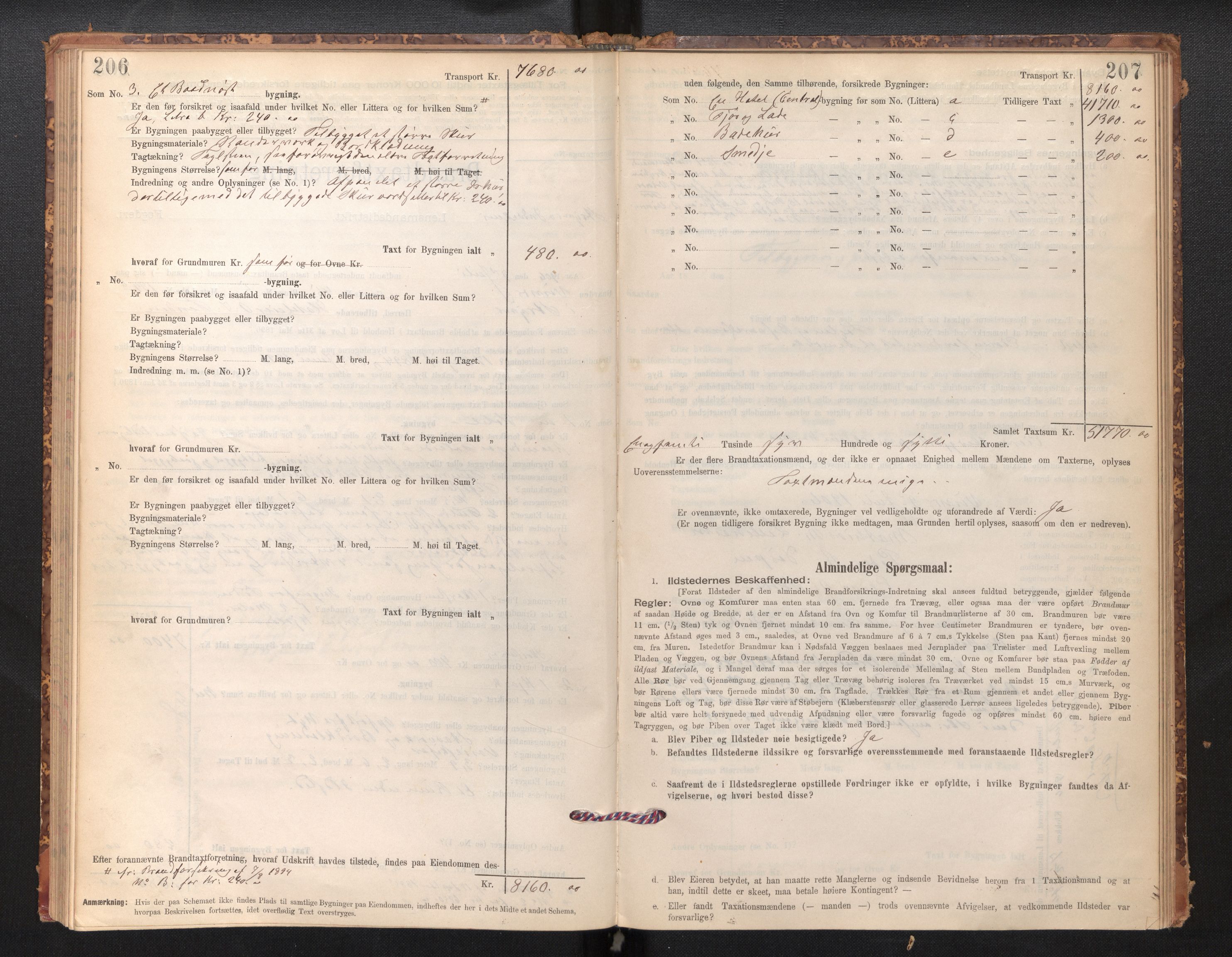 Lensmannen i Stryn og Innvik, SAB/A-30201/0012/L0002: Branntakstprotokoll, skjematakst, 1894-1942, p. 206-207