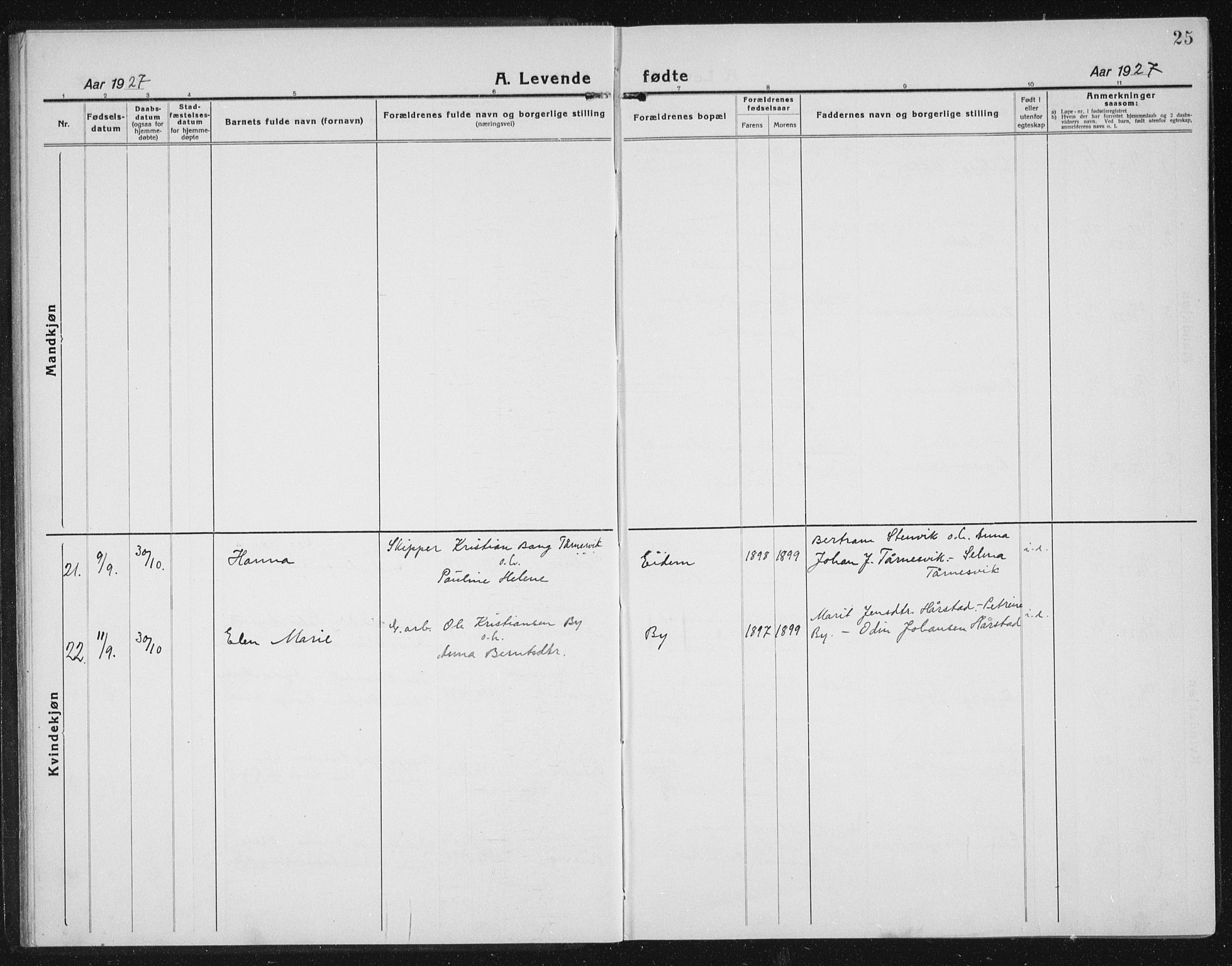 Ministerialprotokoller, klokkerbøker og fødselsregistre - Sør-Trøndelag, SAT/A-1456/655/L0689: Parish register (copy) no. 655C05, 1922-1936, p. 25