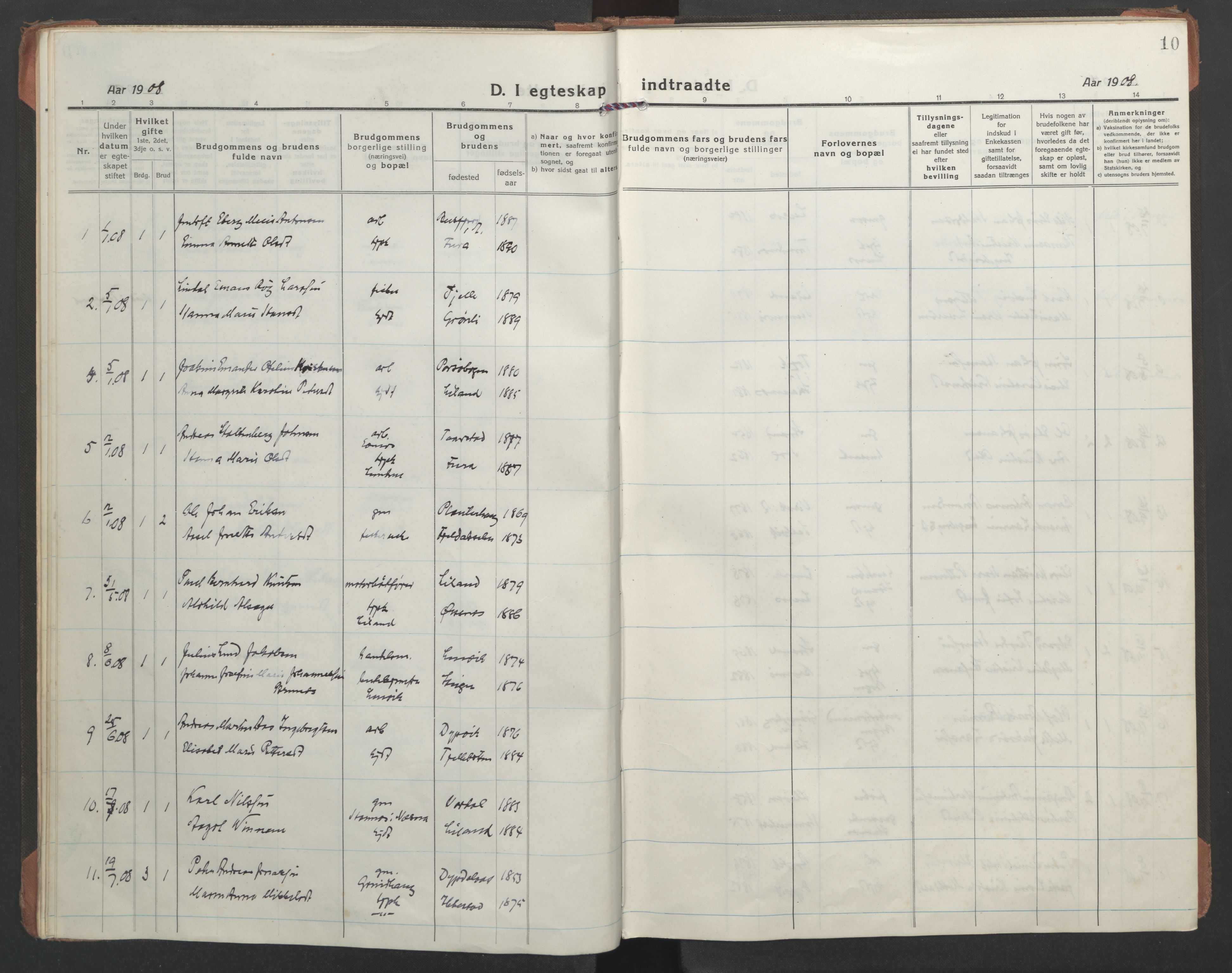 Ministerialprotokoller, klokkerbøker og fødselsregistre - Nordland, SAT/A-1459/863/L0902: Parish register (official) no. 863A14, 1906-1937, p. 10