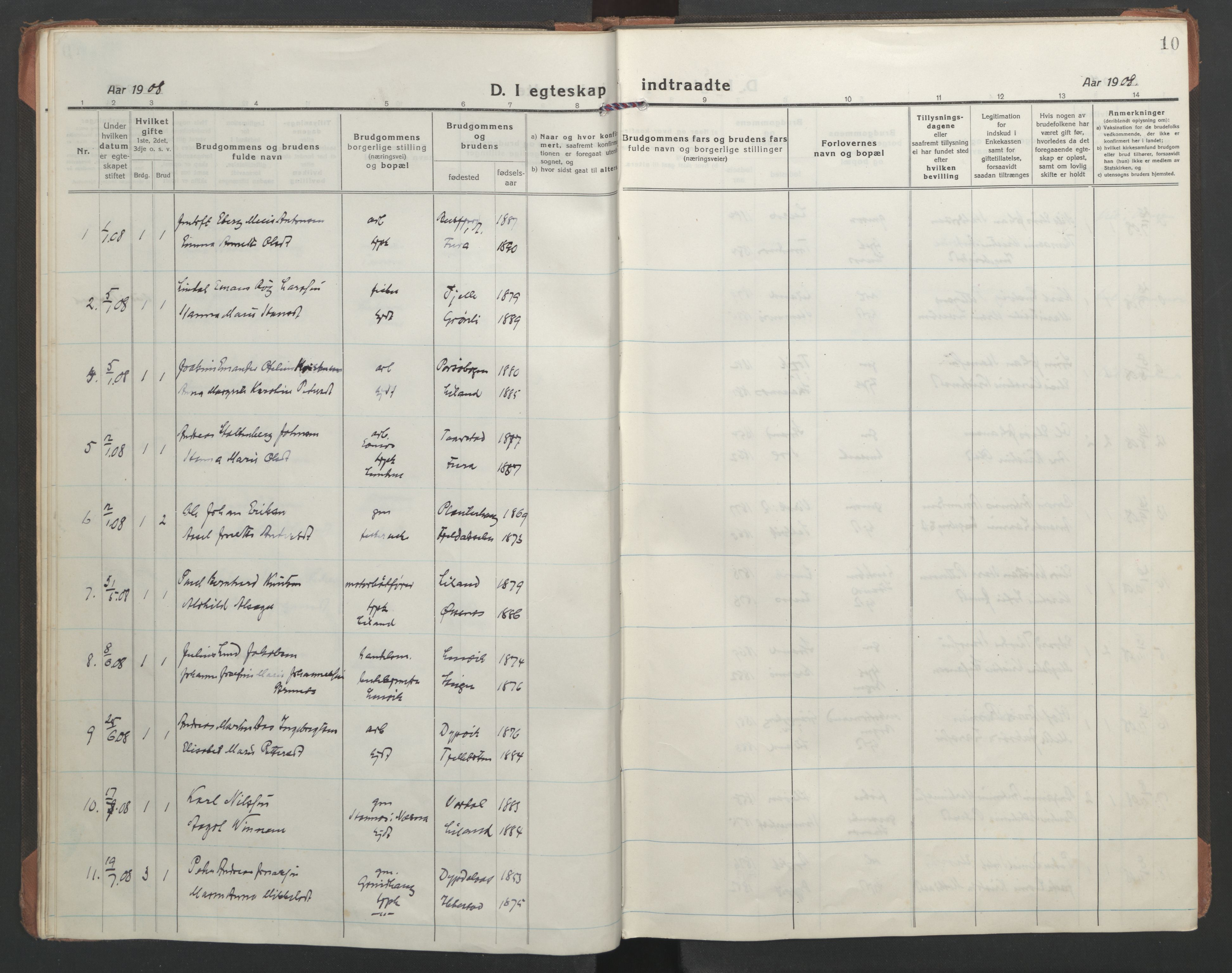 Ministerialprotokoller, klokkerbøker og fødselsregistre - Nordland, AV/SAT-A-1459/863/L0902: Parish register (official) no. 863A14, 1906-1937, p. 10