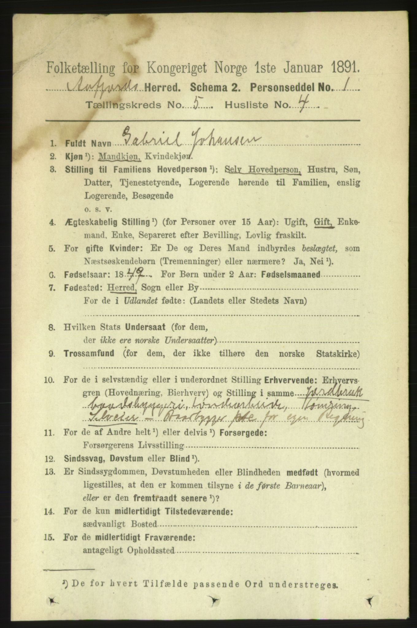 RA, 1891 census for 1630 Åfjord, 1891, p. 1209